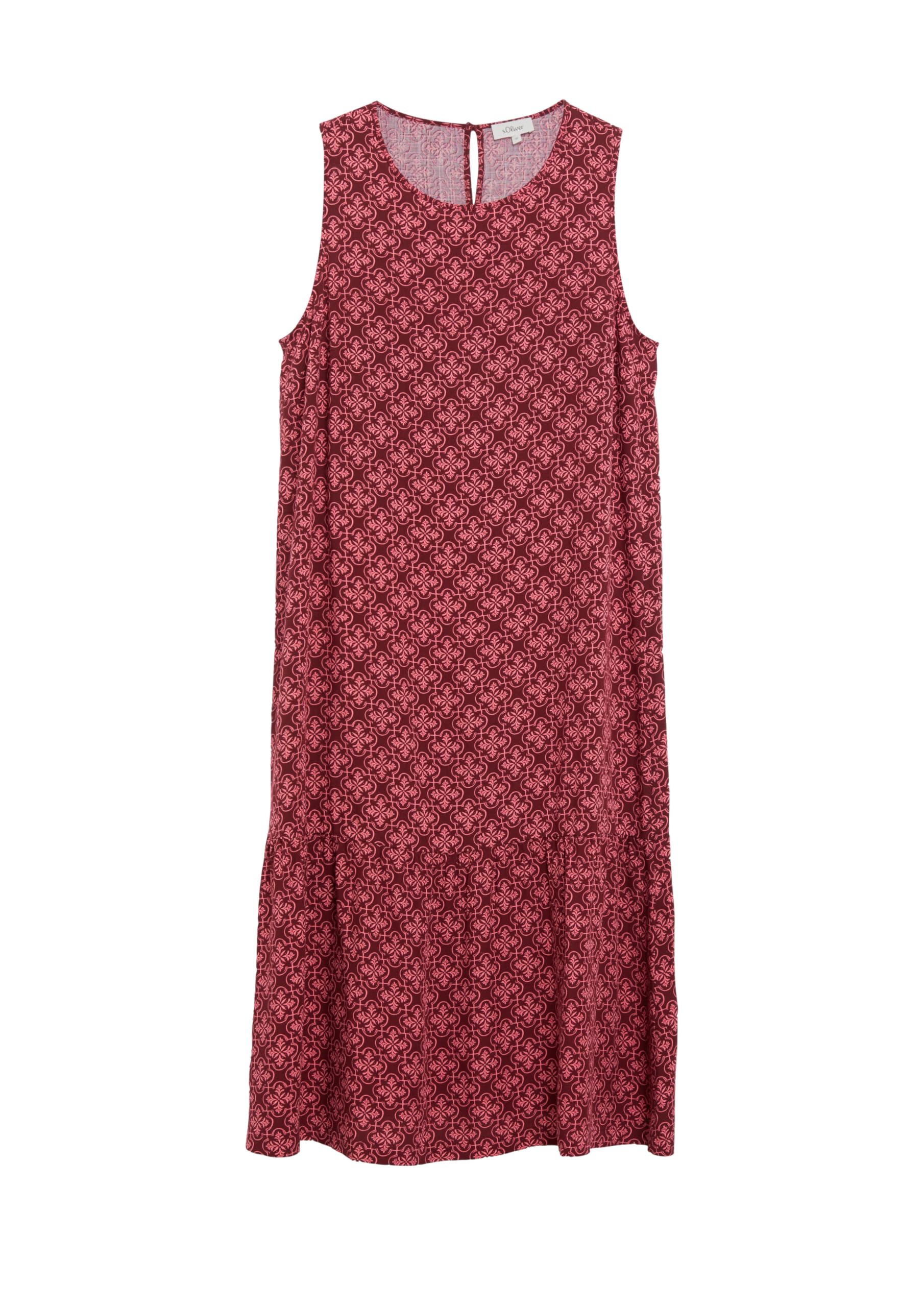 s.Oliver Damen Kleid – Ärmellos, Viskose, Allover-Print, Regular Fit, Midi-Länge