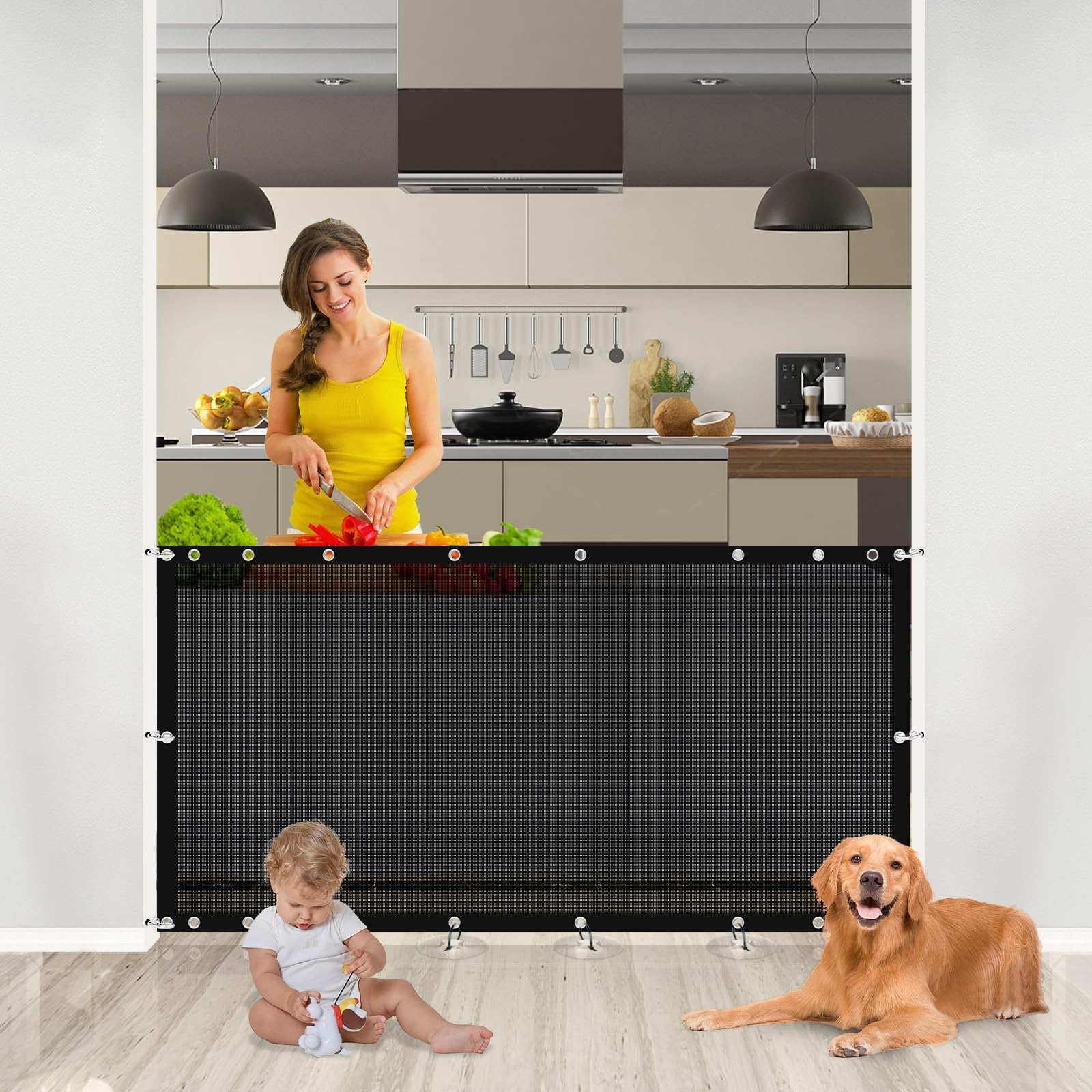 Mesh Baby Dog Gates for Doorways & Stairs, Extra Wide Baby