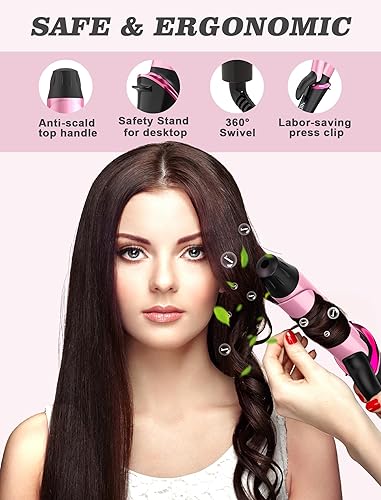 Miniatura 6 de Mini rizador para viajes, 110  240 V de doble voltaje con adaptador de enchufe europeo, rizador pequeño para cabello corto, rizadores pequeños para