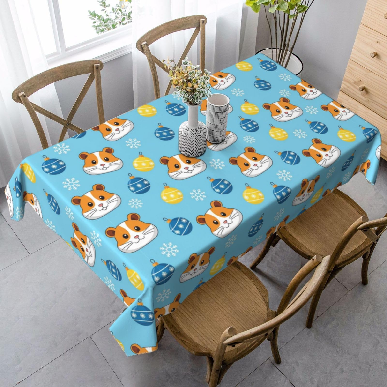 Nappe cochon d'Inde Noël 137x183cm : finie la corvée des taches sur la table
