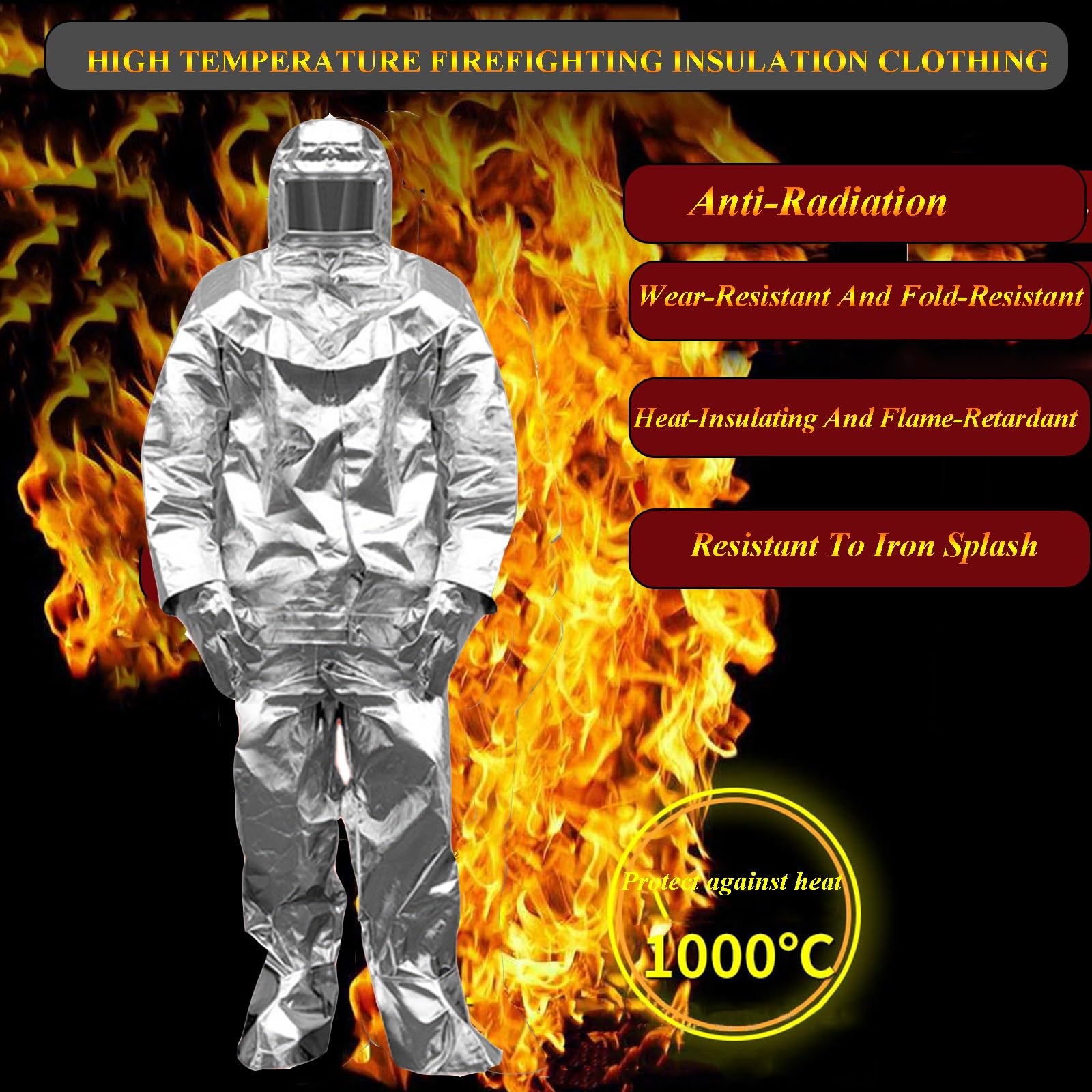 Traje Aislante Térmico Ignífugo De Papel De Aluminio Uniforme Ignífugo De 1000 Grados Ropa De Protección Ignífuga Antirradiación