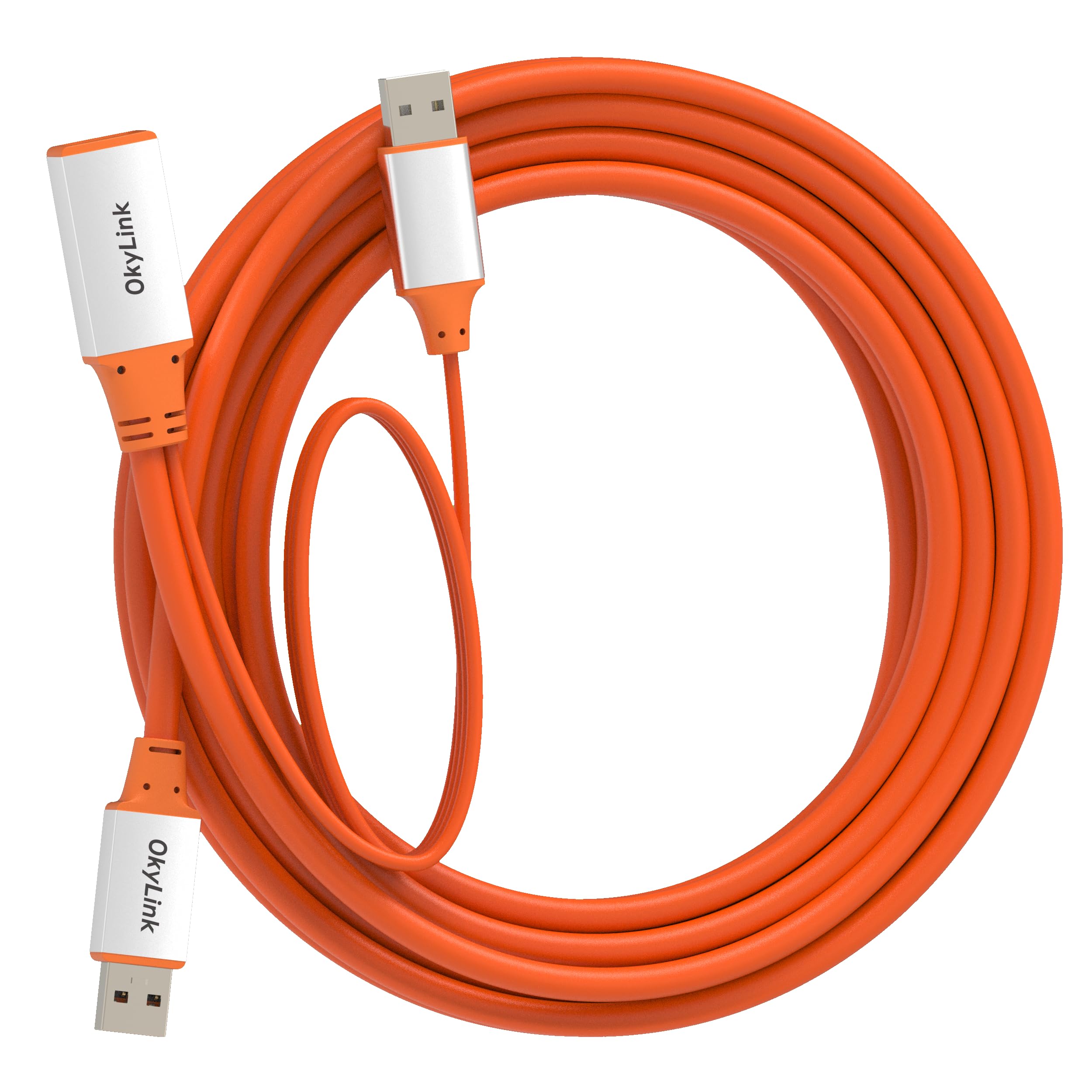 OkyLink Cavo di prolunga attivo USB 3.2 Gen 2 da maschio a femmina, 10 Gbps, trasferimento dati a lunga distanza, 5 m, arancione
