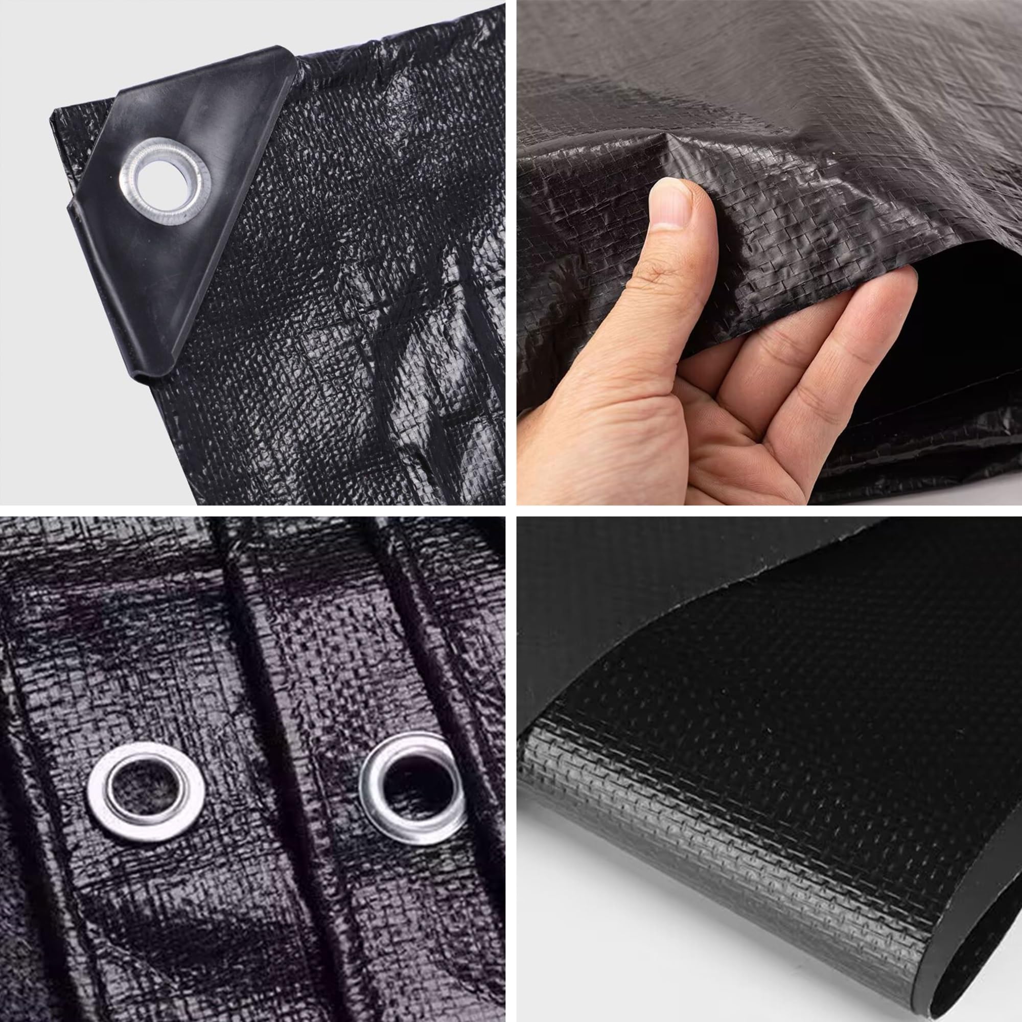 Lona Impermeable Exterior Heavy Duty 200g/m² PE 4x10m Toldo Reforzado Protección Cubretodo Duradera Resistente a Los Rayos UV Desgarros, Multiusos para Muebles Jardín Piscina Coche Negro