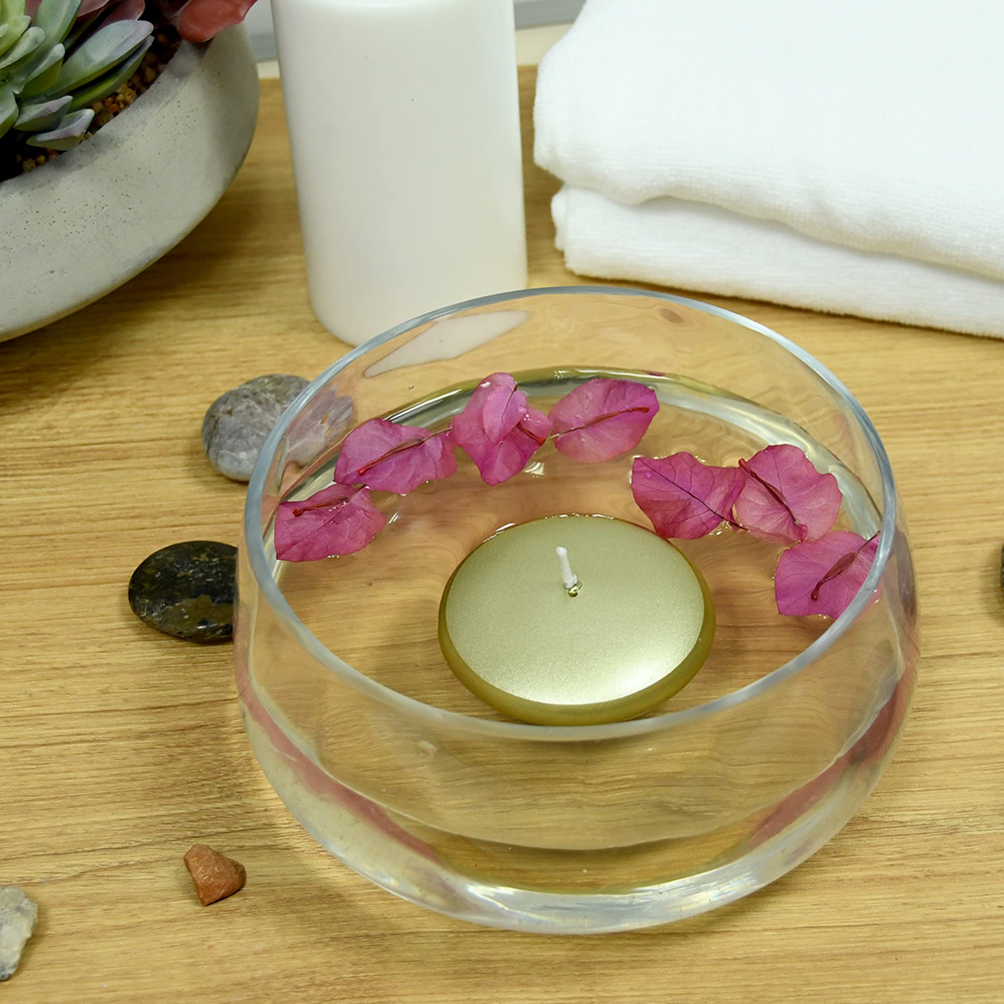 Zest Candle 12-Piece Floating Candles, 3-Inch, Metallic Gold