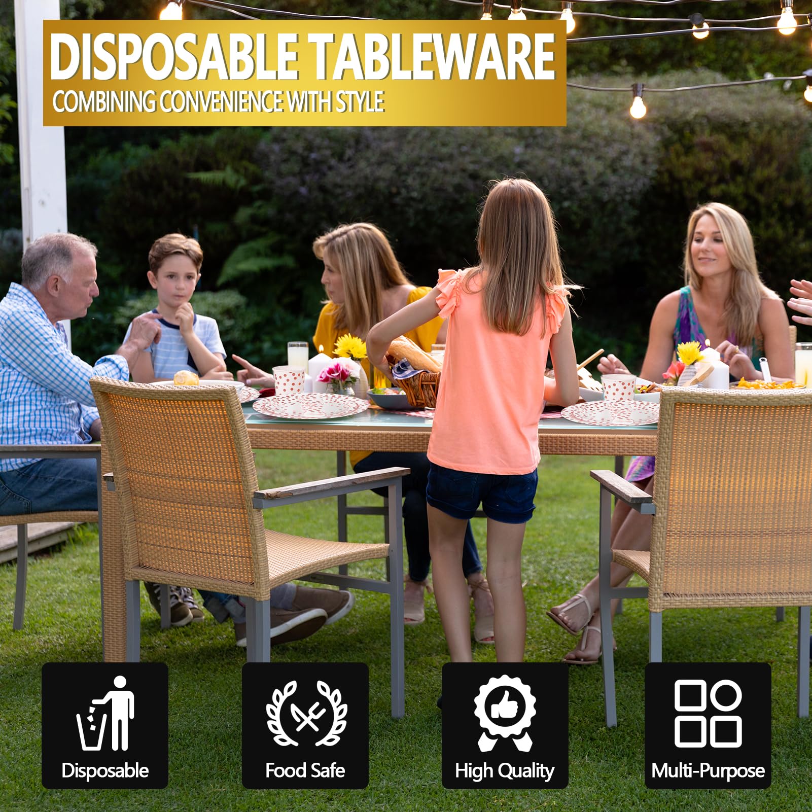 hailstones White Rose Gold Partygeschirr Kindergeburtstag 226 Stück Pappteller Mädchen Party Geschirr Set Geburtstagdeko mit Pappbecher, Pappteller, Tischdecke, Servietten und mehr 25 Gäste