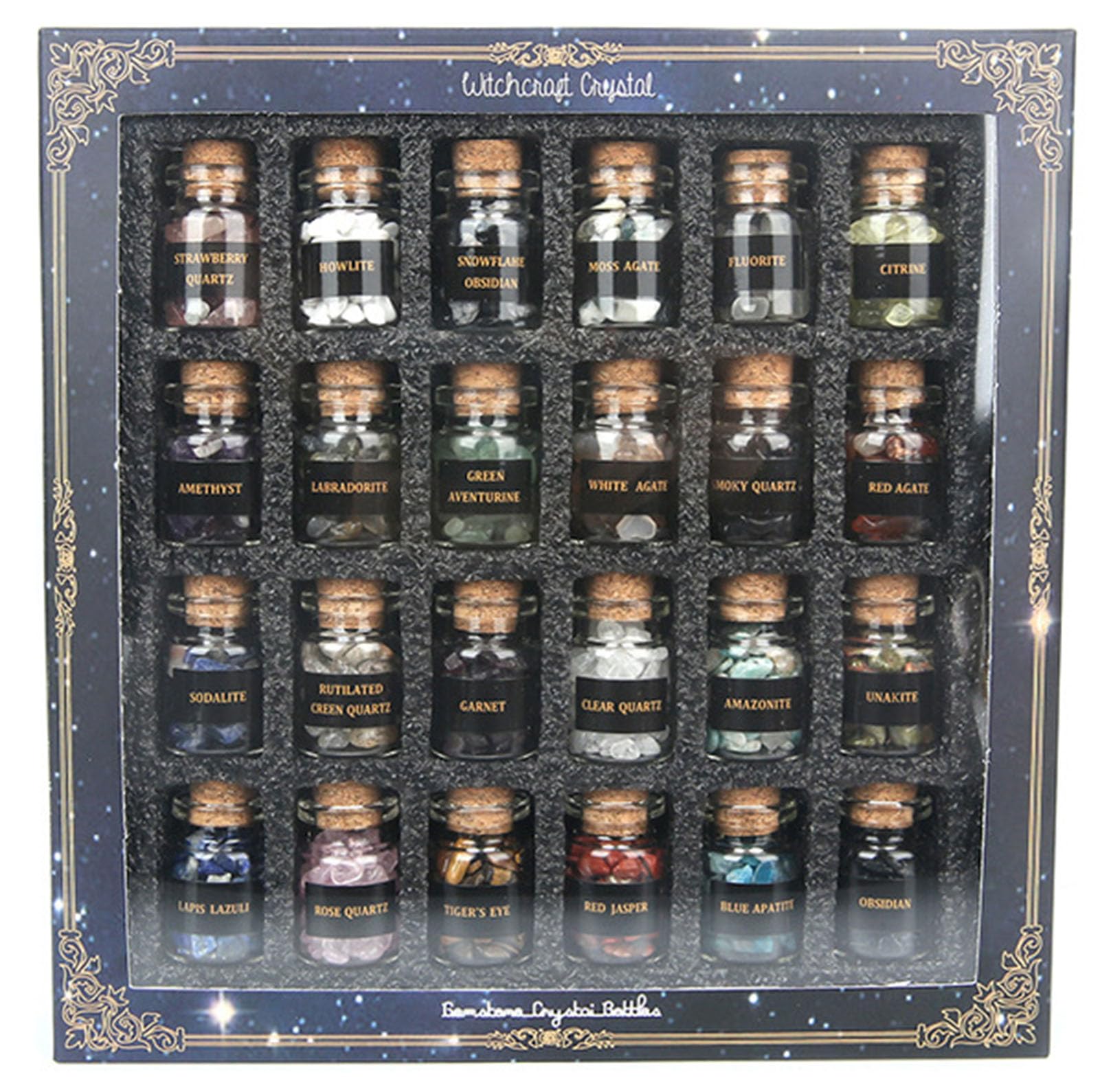 Natural Crystal Wishing Bottle Set Healing Mineral Specimen Collection