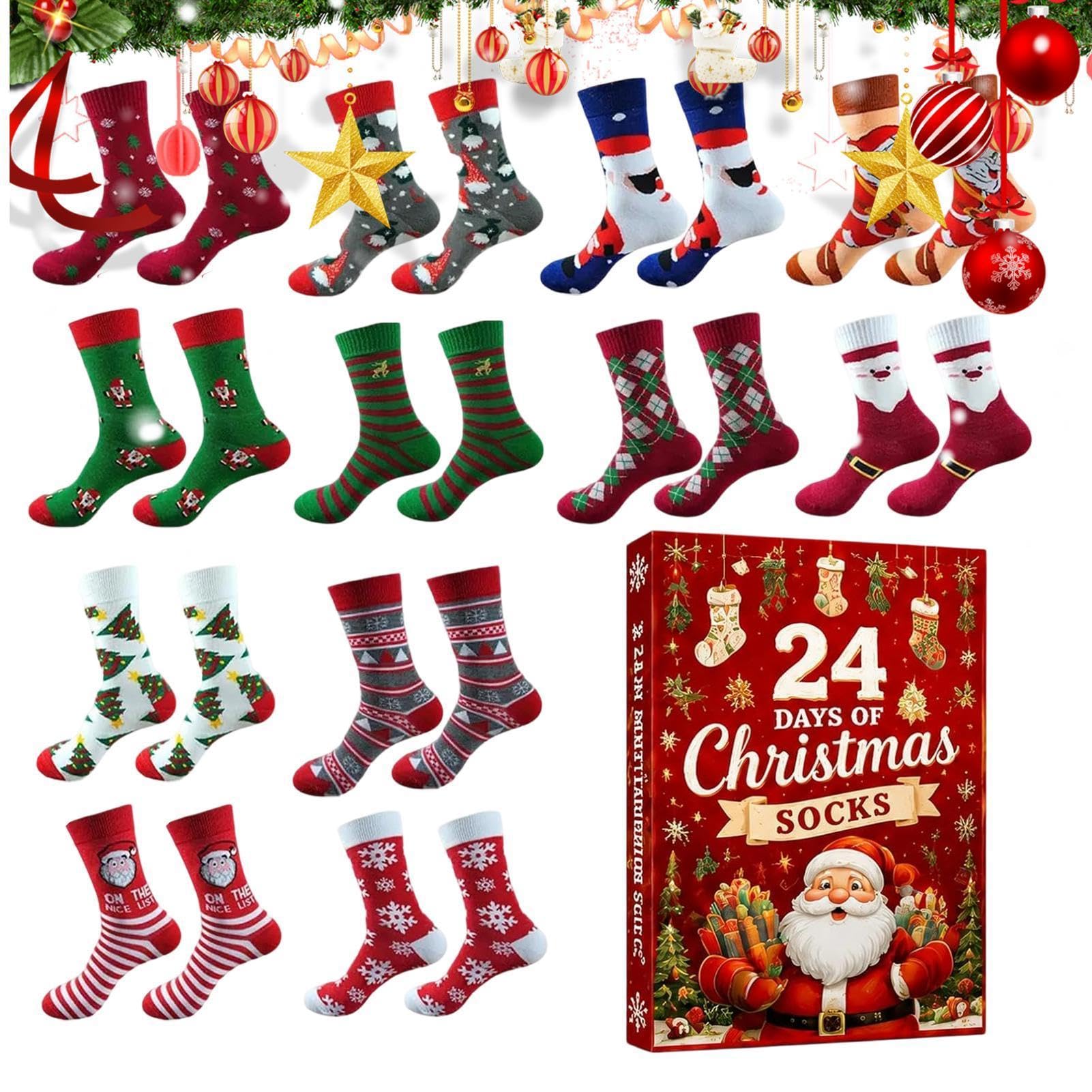 Weihnachtskalender 12 Paar Lustige Warme Baumwollsocken