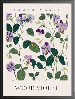 Wood Violet Flower Market Unframed Poster Art Print, Floral Wall art Decor, Botanical Artwork Bedroom Bathroom Living room Decoration 47 (Wood Violet, 20"L x 16"W, Unframed)