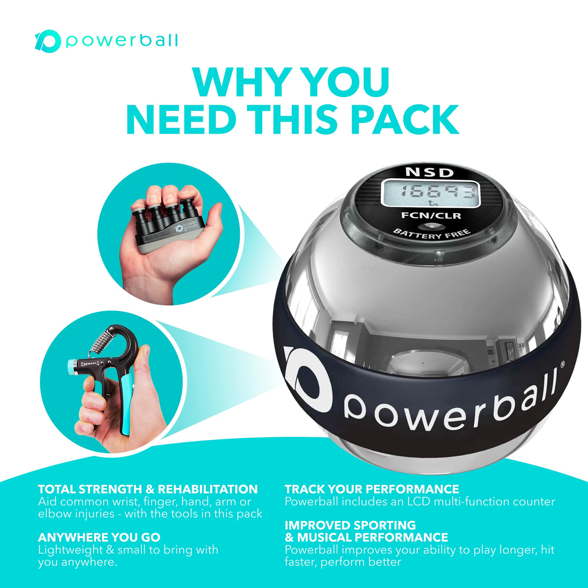 Powerball Diablo Evo Pacchetto di Sportivo - Efficace Rinforzo e Riabilitazione del Polso, della Presa e dell'avambraccio