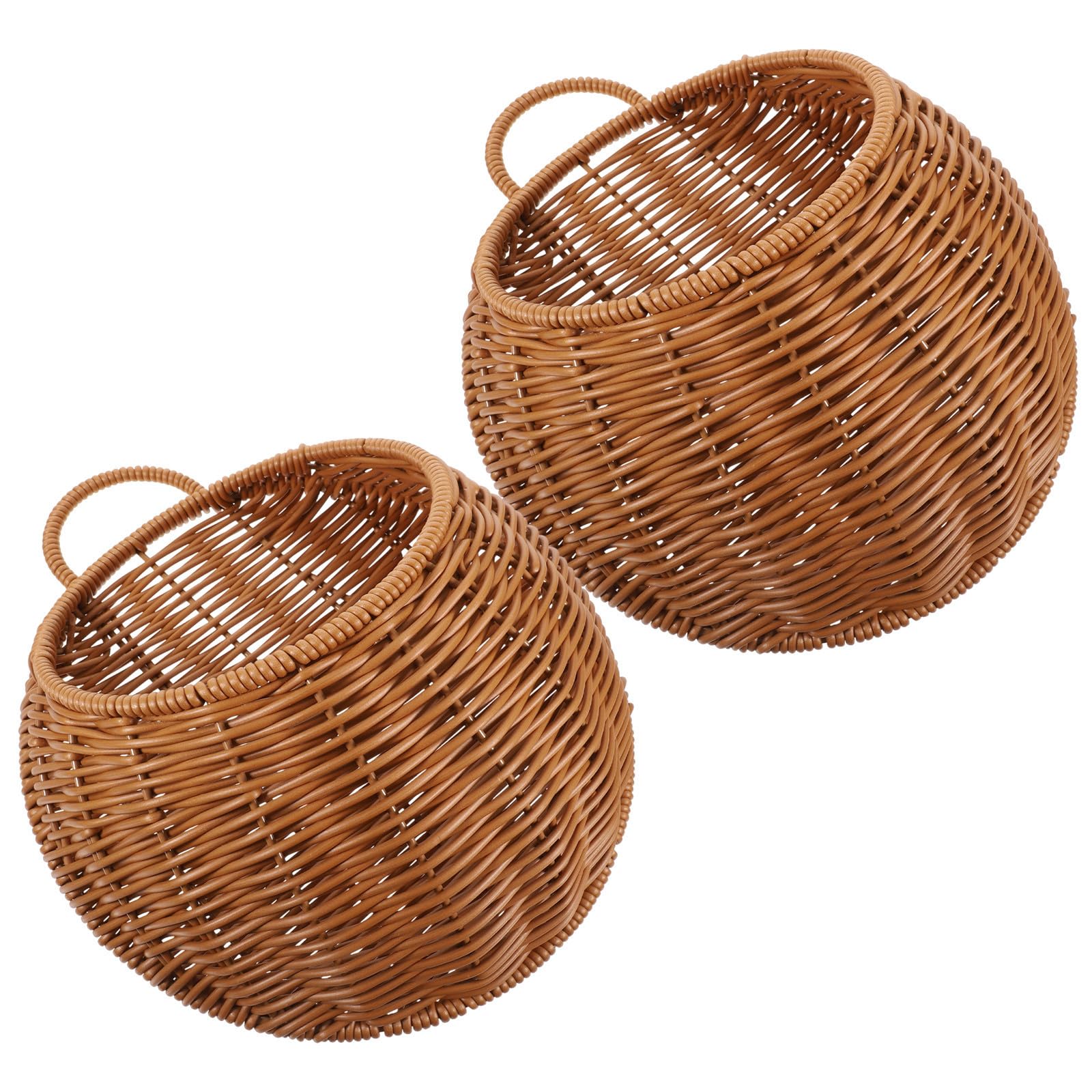 Cesta de pared colgante Luxshiny de ratán sintético naranja para cocina y entrada, 2 piezas