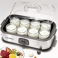 JoyMech Yogurt Maker with 8 Reusable Glass Jars - One-Touch Homemade Yogurt, Oatmeal, Pudding Machine, Food-Grade