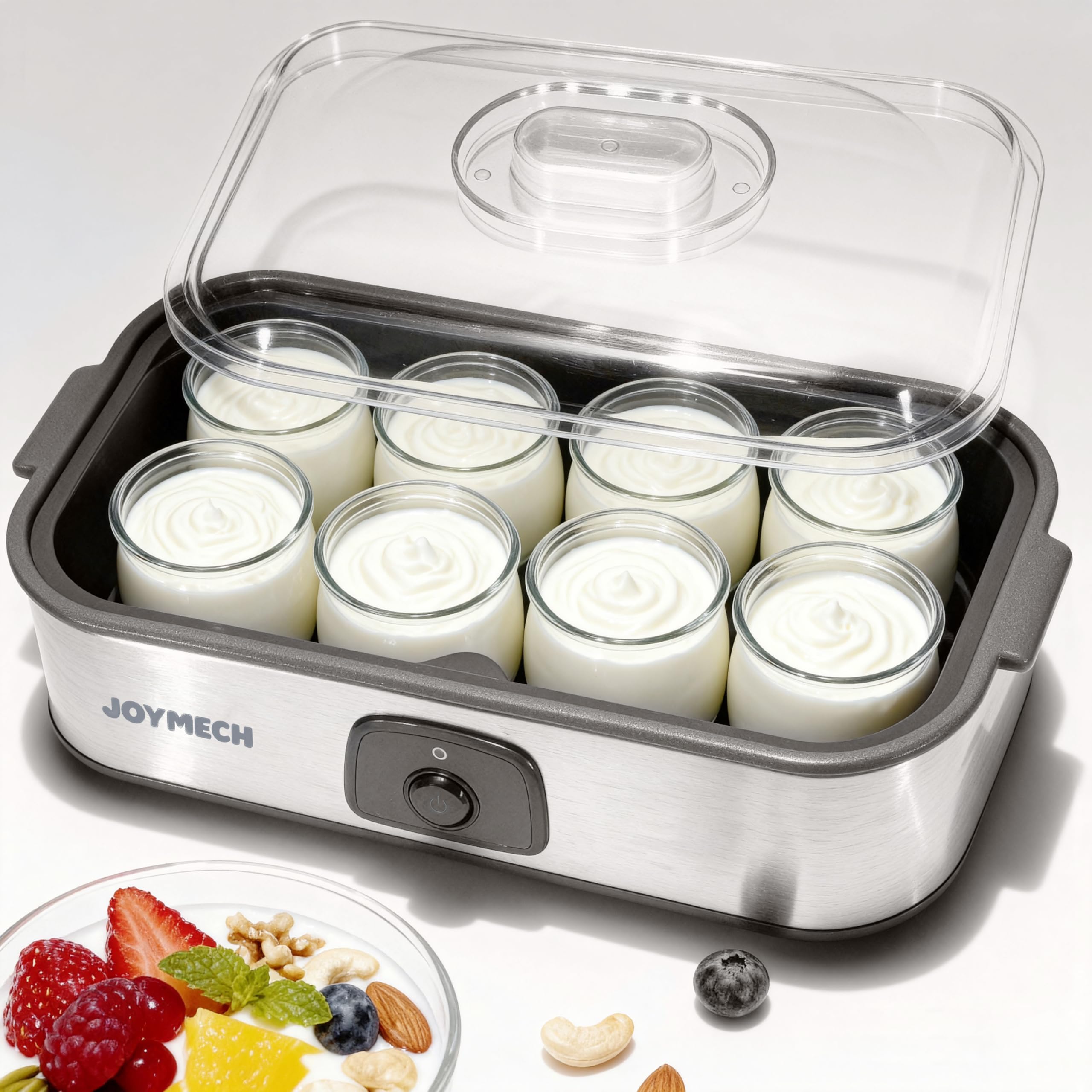 Yogurt Maker Machine, 8 Glass Jars with Lids Reusable for Yoghurt, Oatmeal, Pudding, or Jello, Food-Grade Martial, One-touch Control, Homemade Yogurt