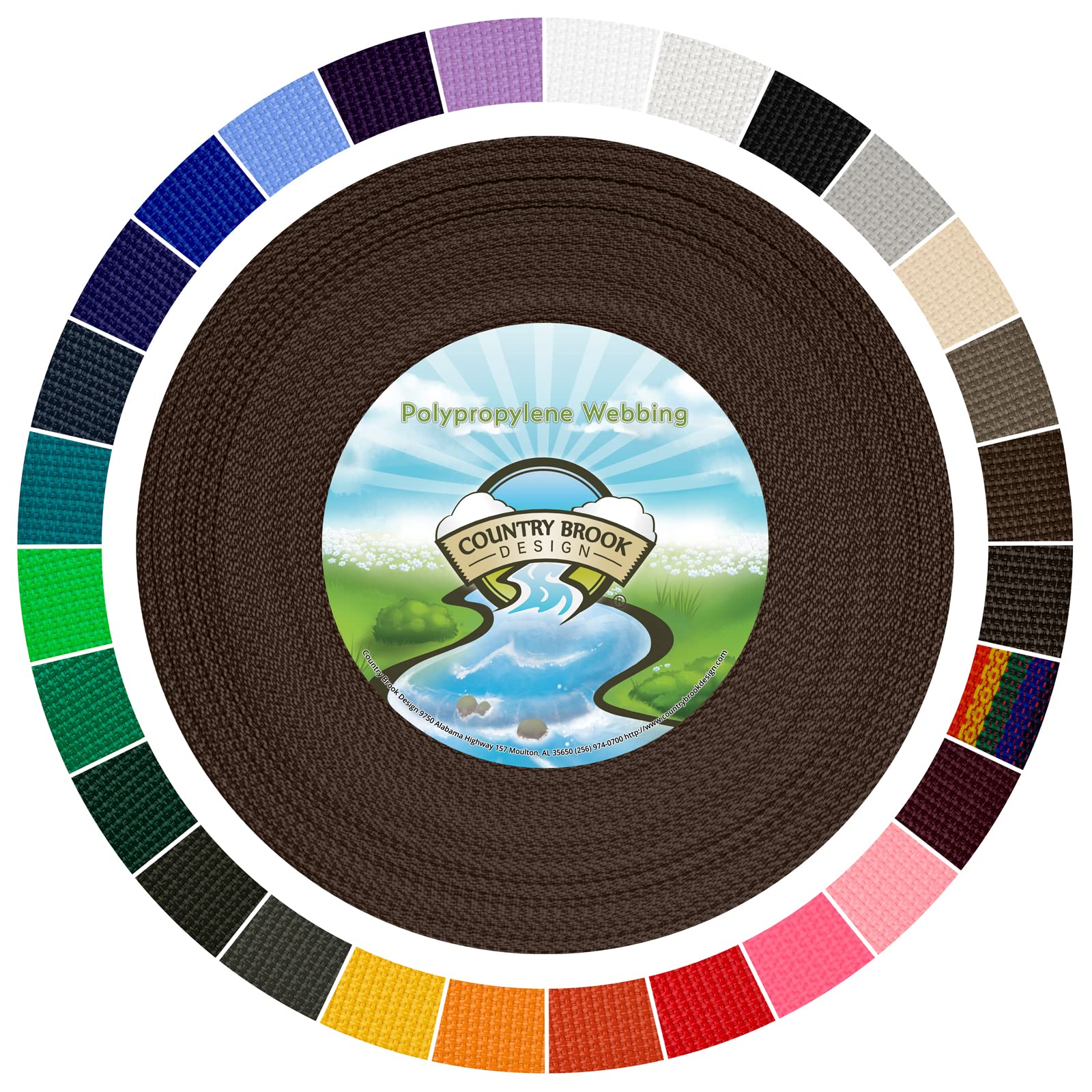Country Brook Design 1" Webbing - 10/25/50 Yards - 30+ Colors - EDC 1 Inch Polypropylene Webbing for Climbing Outdoors Crafting DIY Gear Repair