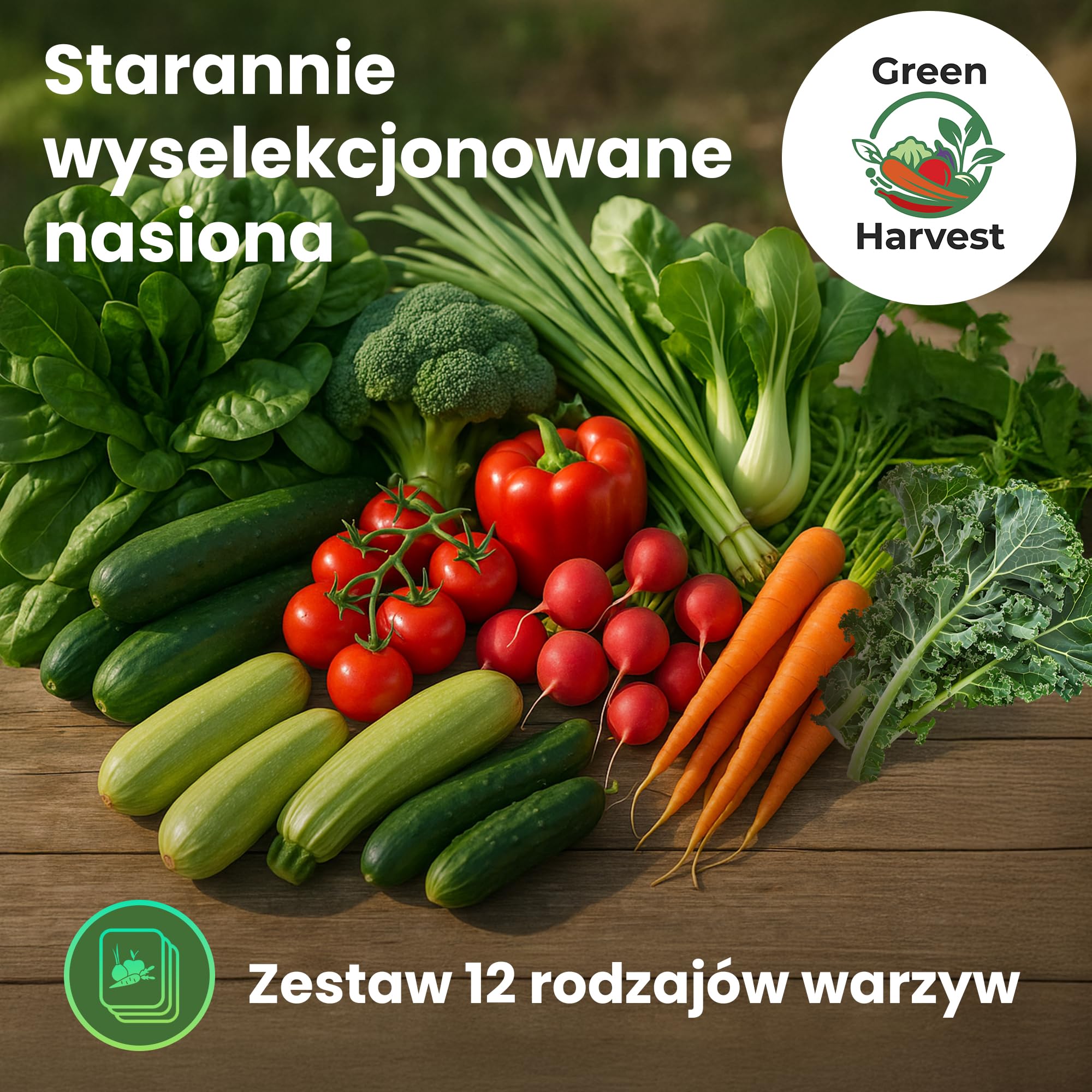 TORAF Zestaw nasion warzyw – 12 gatunków nasion do ogrodu, na balkon i do podwyższonej grządki – pomidory, ogórki, cukinia, sałata, brokuły, marchew, jarmuż, szczypiorek – zestaw do uprawy warzyw