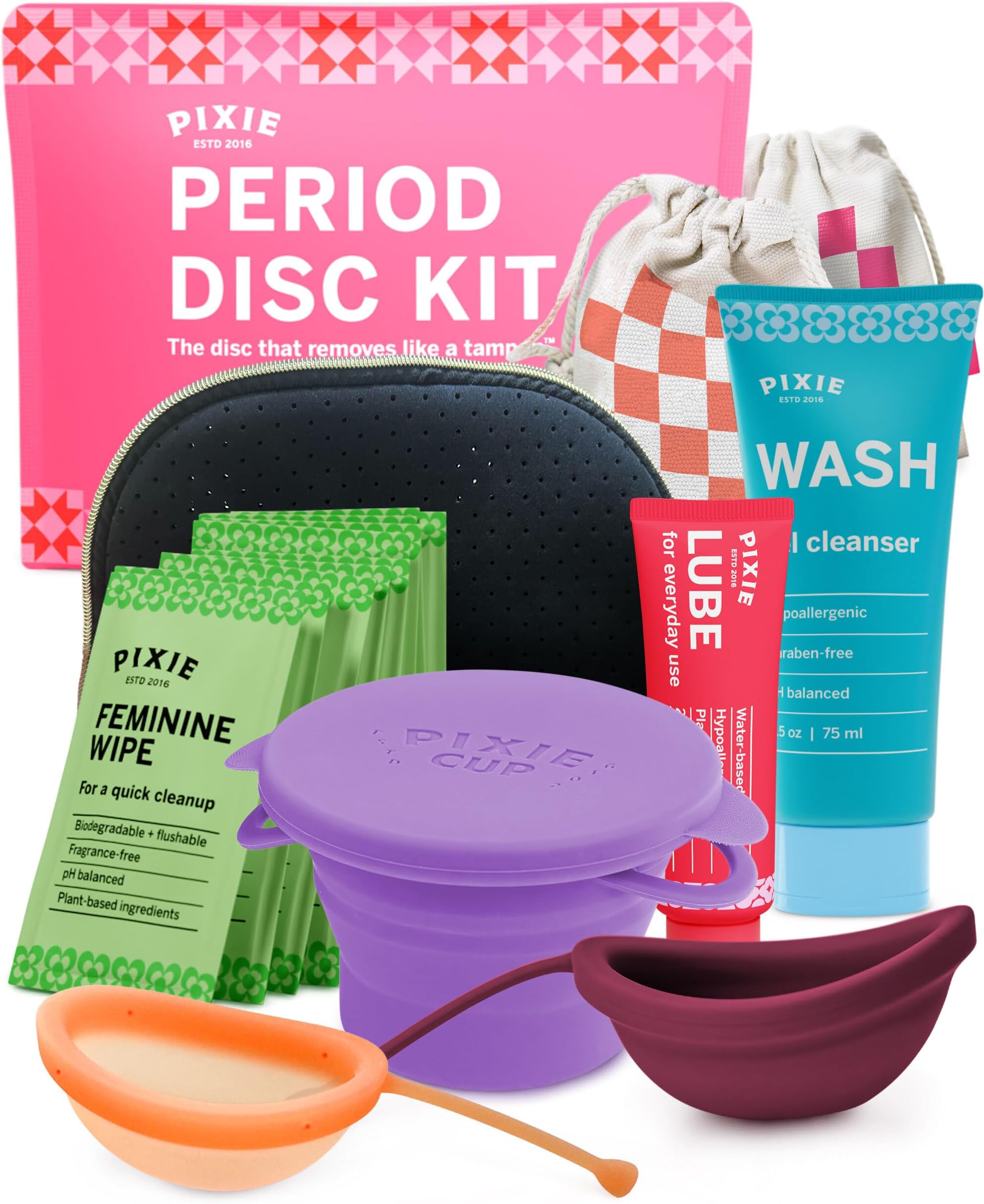 Pixie Menstrual Disc Kit - No Metals or Toxins - 100% Medical-Grade Silicone - Best Period Disc Starter Kit - Removes Like a Tampon - Proven to Become A Successful Menstrual Disc User