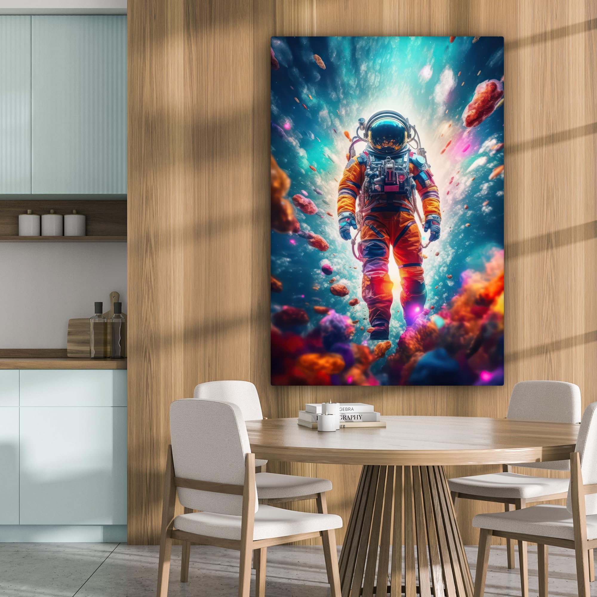 MuchoWow© Quadro Camera Da Letto 80x120 cm Quadri Soggiorno Decorazione Parete Quadri Moderni Su Tela Stampe Foto Con Cornice Quadretti Poster Casa Astronauta - Meteorite - Neon