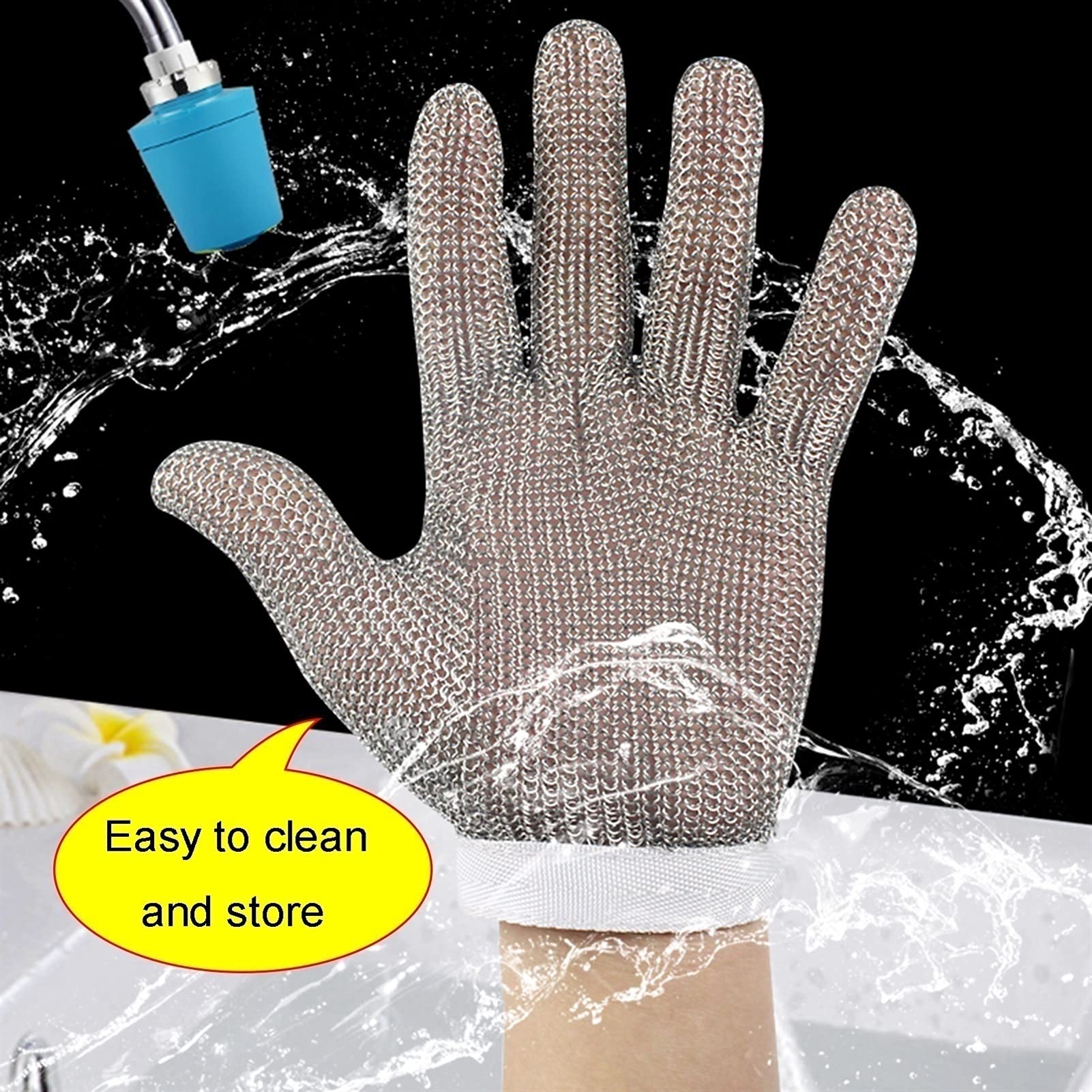 Guanti da Giardinaggio Guanti di Filo, Metallo Acciaio Inox 304 Guanto Antitaglio, Guanti da Lavoro Protettivi di Classe 9, Sicuro, Resistente all'Usura E Durevole, per La Protezione delle Mani