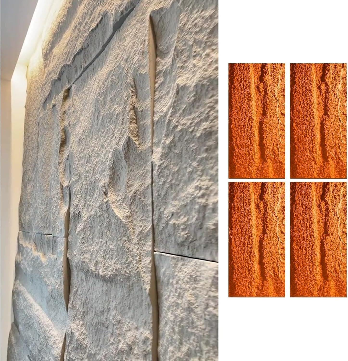 2/4/6 Stück PU-Wandpaneele in Steinoptik, 120x60cm Wandverkleidung