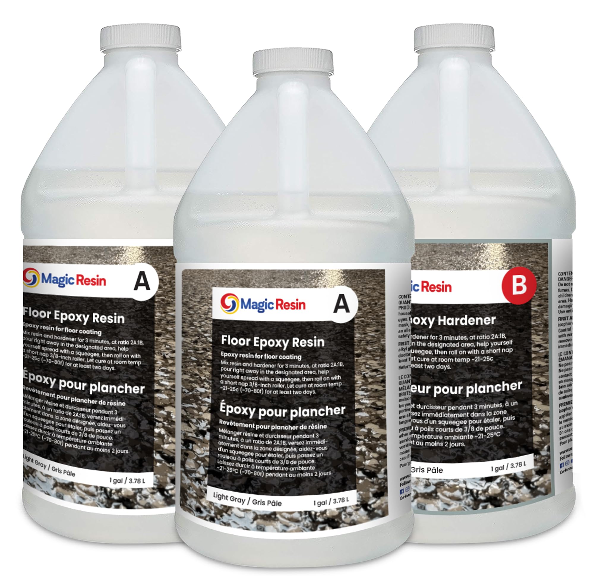 Light Gray | Floor Epoxy Resin for Garages, Basements, Warehouses, Retail Stores and More | Highly Durable | Resistant to Scratches, Spills, and Stains (3 Gallon/Light Gray)