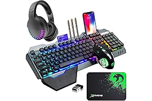 AmazonBasics Wireless Gaming Keyboard Mouse Bluetooth Headset Kit