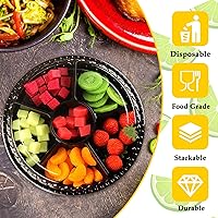 Vista 4 de Paquete de 12 bandejas de plástico para aperitivos con tapa, bandeja desechable transparente dividida para servir, 6 recipientes de almacenamiento
