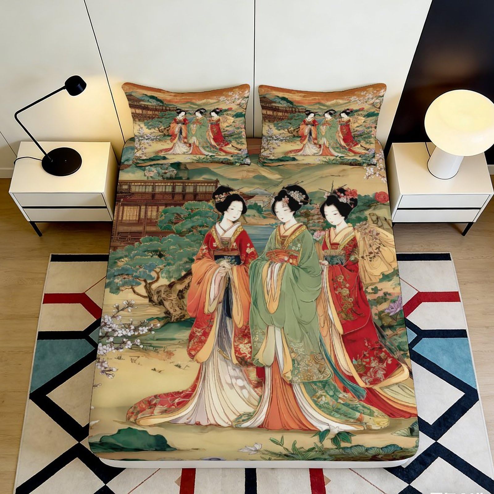 3D Printed Vintage Lady Fitted Sheet Microfiber Elastic Hem Full Wrap Bedroom Bedding Vintage Lady Mattress Fitted Cover Deep Pocket Washable for All Ages 120x200x25cm