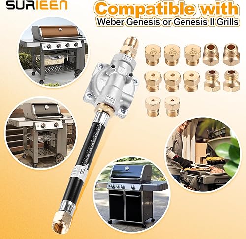Miniatura 6 de SURIEEN Kit de conversión de parrilla de gas naturalpropano, regulador de presión de gas natural con boquilla de orificio, compatible con Weber