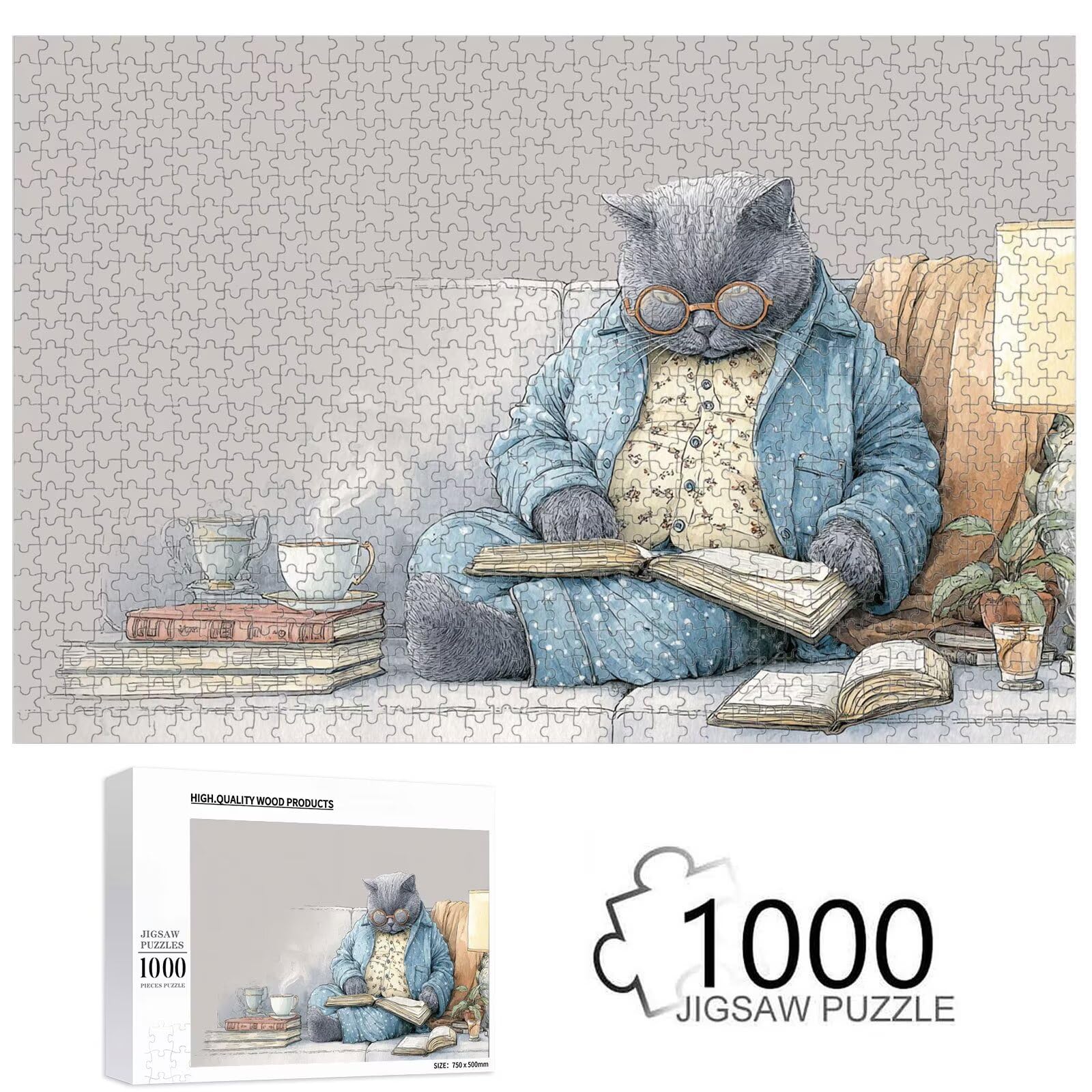 Puzzle 5000 elementów, kot i kreskówka trwałe drewniane puzzle 1T#1113