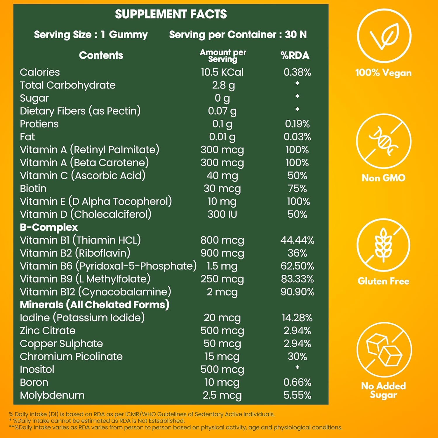 BiteBella's Zesty Zings Multivitamin Gummies | Vitamin A, C, E, D & B-Complex | With Zinc, Iodine, Inositol & Boron | Boosts Energy & Stamina, Improves Immunity & Skin Health | 30 Gummies (Pack of 1) (1) BiteBella's Zesty Zings Multivitamin Gummies | Vitamin A, C, E, D & B-Complex | With Zinc, Iodine, Inositol & Boron | Boosts Energy & Stamina, Improves Immunity & Skin Health | 30 Gummies (Pack of 1) (1)