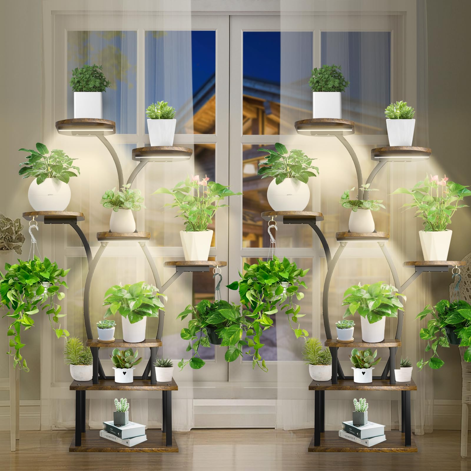 Soporte Para Plantas Interior VEVOR Soporte Para Plantas Con Luz De  Crecimiento, Soporte Para Plantas Con Luz De Crecimiento Soporte Para  Plantas De Interior De Metal 4 Niveles 180w 3 Espectros Temporizador, image size:1600x1600