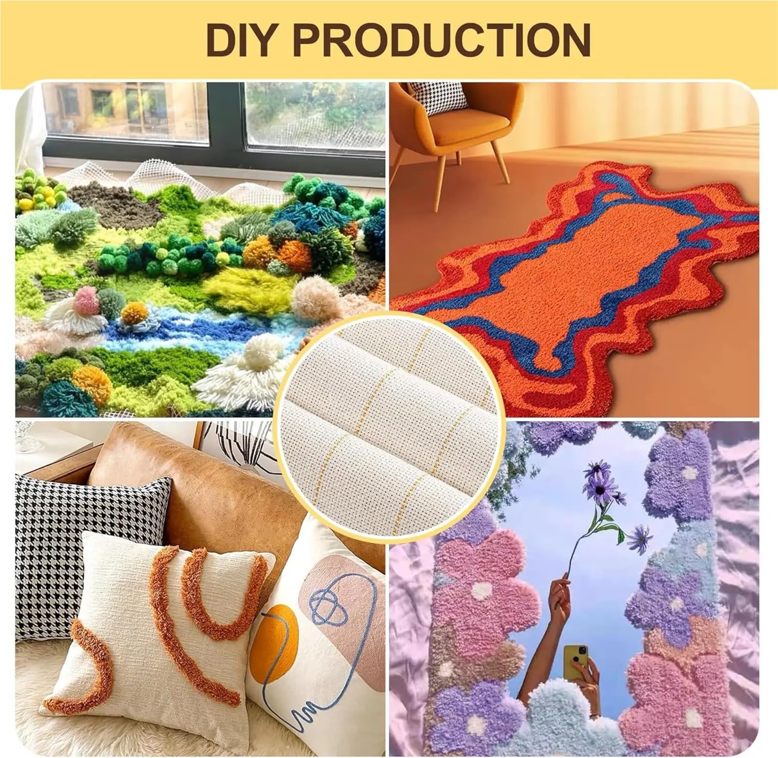 Punch Needle Stoff Punch Needle Cloth Large Overlocking Tufting With Marked Line Primary Fabric For DIY Rug-Punch(1Mx3.0M)