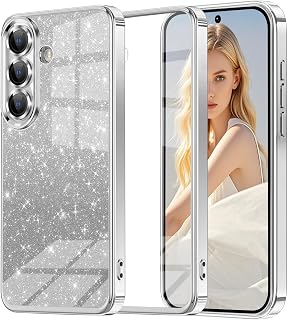 Glitzer Handyhülle für Samsung Galaxy A15 Hülle, Ultra Dünn Glänzend Pailletten Stoßfest Galaxy A15 Hülle, Luxus Galvanik Frauen/Mädchen TPU Bumper Schutzhülle für A15 5G Hülle (Silber)
