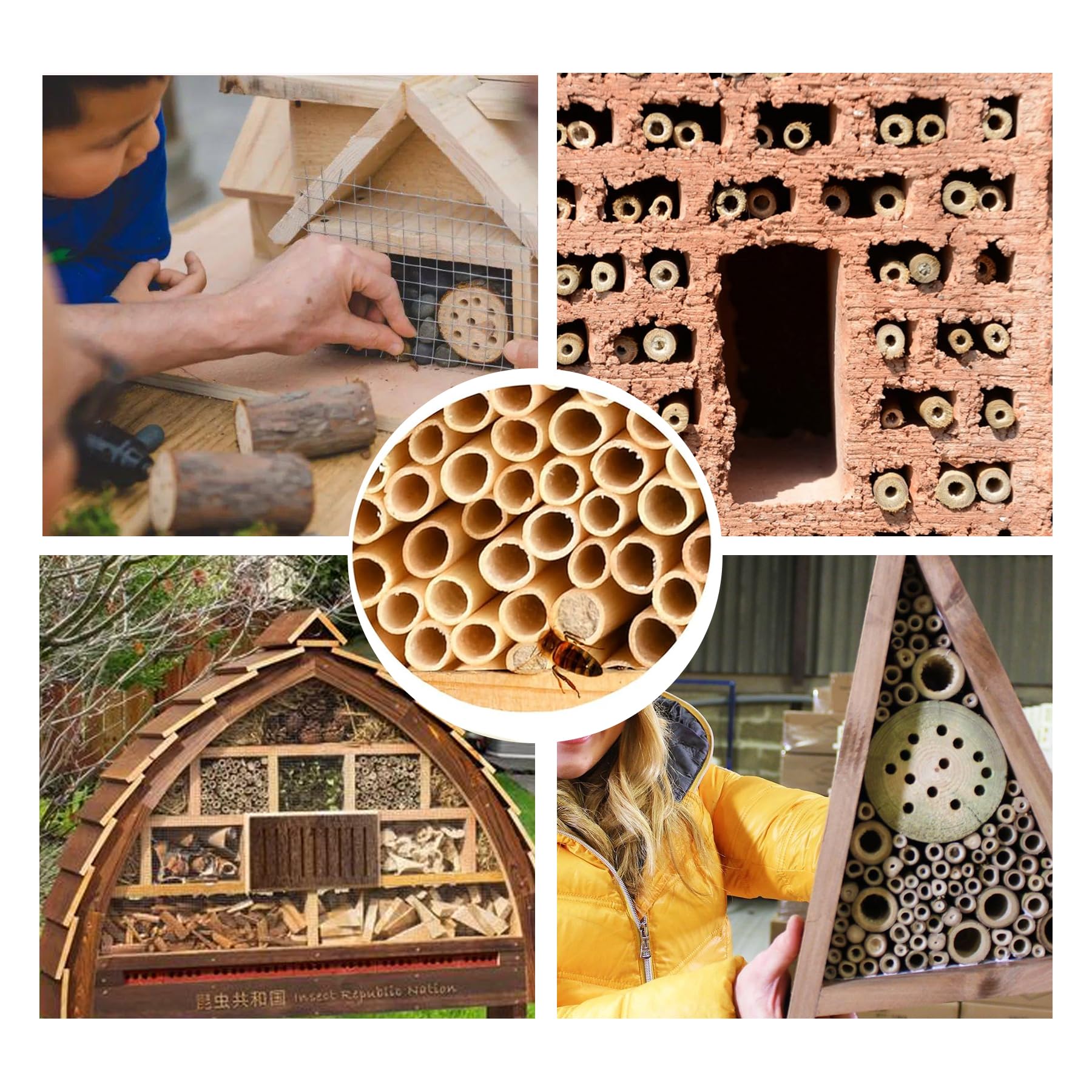 500 Piezas Tubos Nidos para Hotel de Insectos, Hotel de Insectos,14,5cm Pajitas de Trigo, Diámetro 2,5-5 mm, para Material de Relleno para Abejas Silvestres, Casa para Abejas
