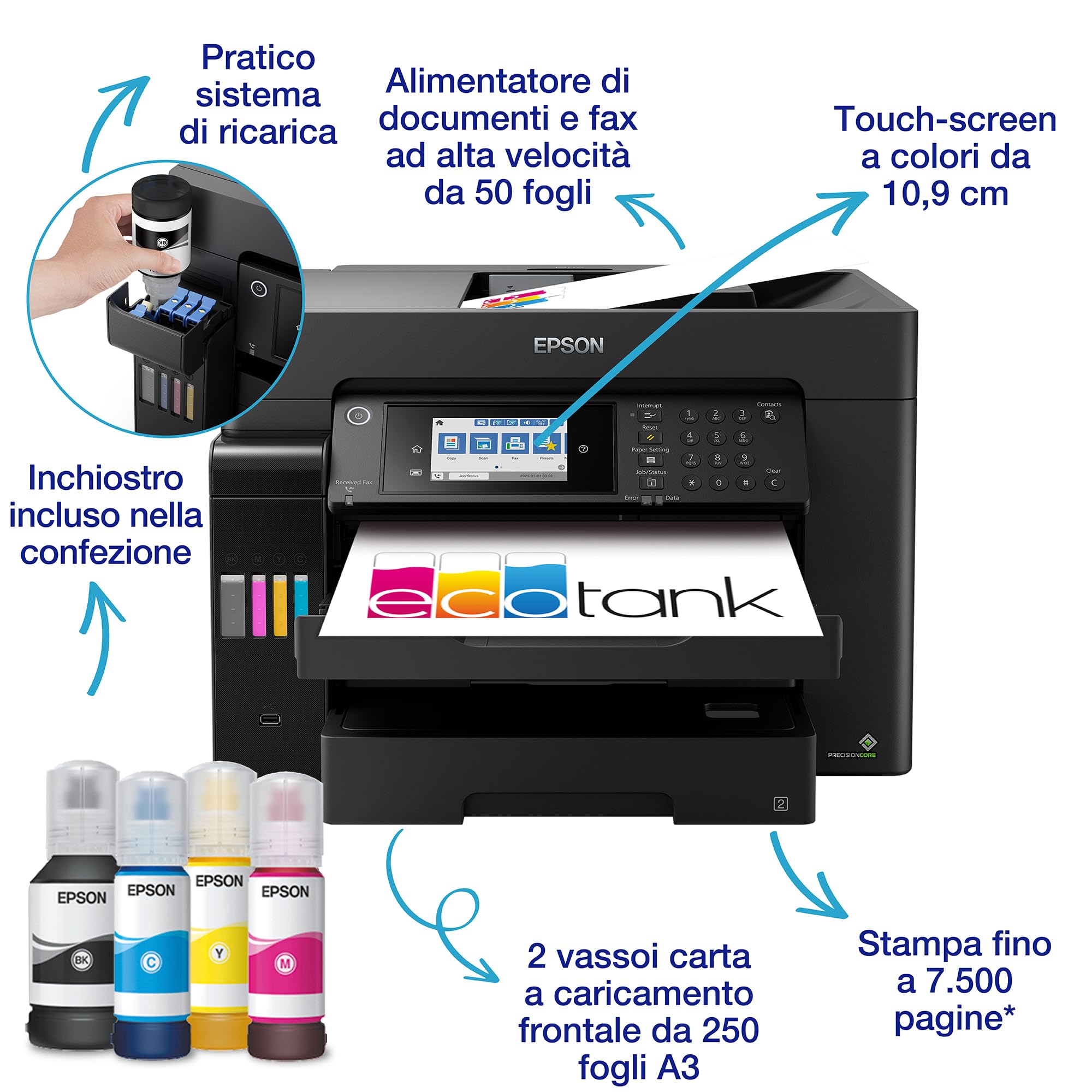 EcoTank ET-16655 Stampante multifunzione A3+ Wi-Fi con serbatoi di inchiostro ricaricabili e fax