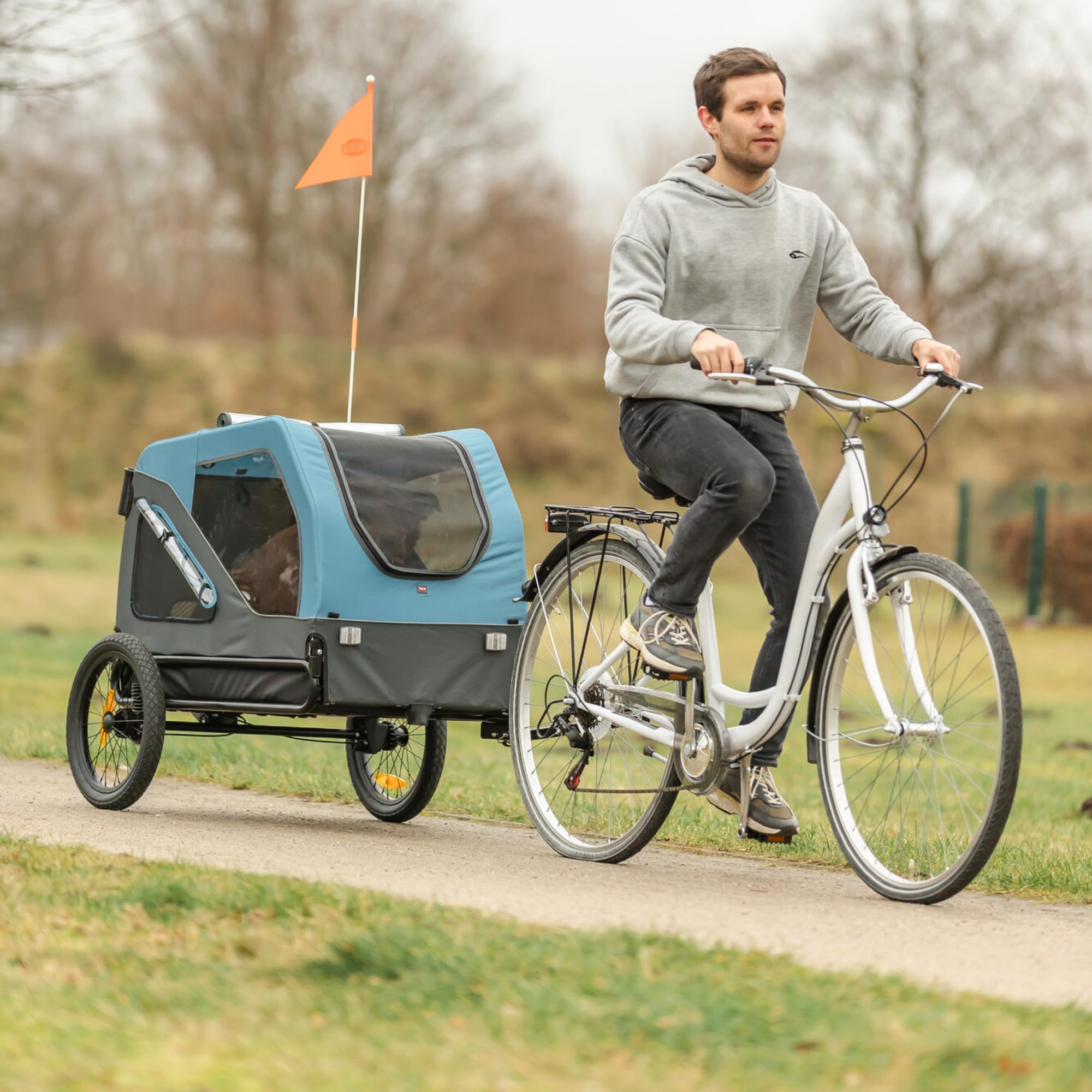 TRIXIE Hunde Fahrradanhänger - blau/grau