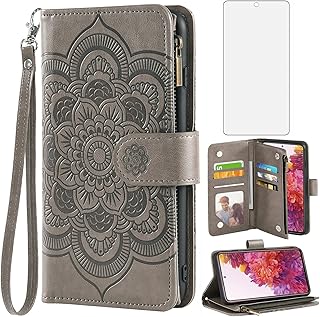 Asuwish Compatible with Samsung Galaxy S20 FE Gaxaly S 20 FE 5G UW 6.5 inch Wallet Case Tempered Glass Protector Flip Card Holder Cell Phone Cover for Glaxay S20FE5G S20FE 20S Fan Edition 4G G5 Grey