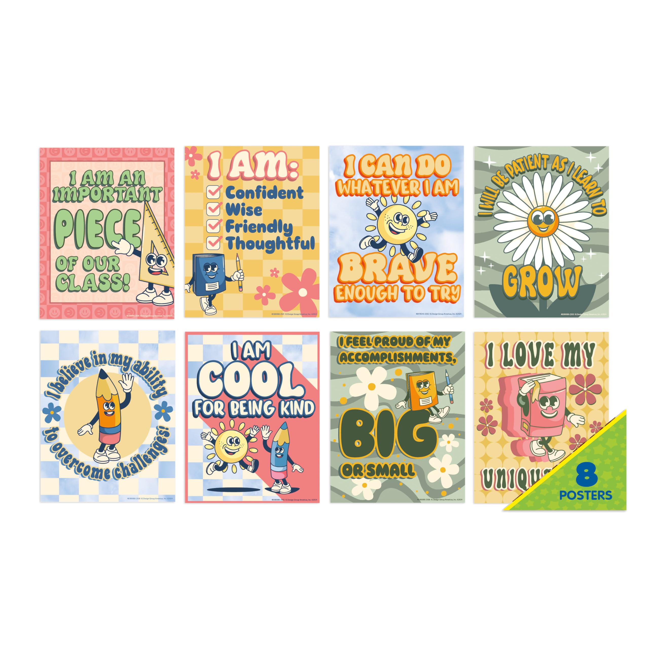 Eureka 838008 S'Cool Era Mini-Poster-Set für Lehrer, 27,9 x 35,6 cm, mehrfarbig, 8 Stück