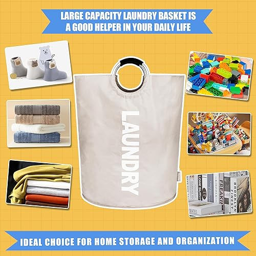 Miniatura 5 de Cestas para la ropa sucia extra grandes de 160 litros, cesta de lavandería con asas acolchadas, cesta alta para la ropa sucia de pie, bolsa de