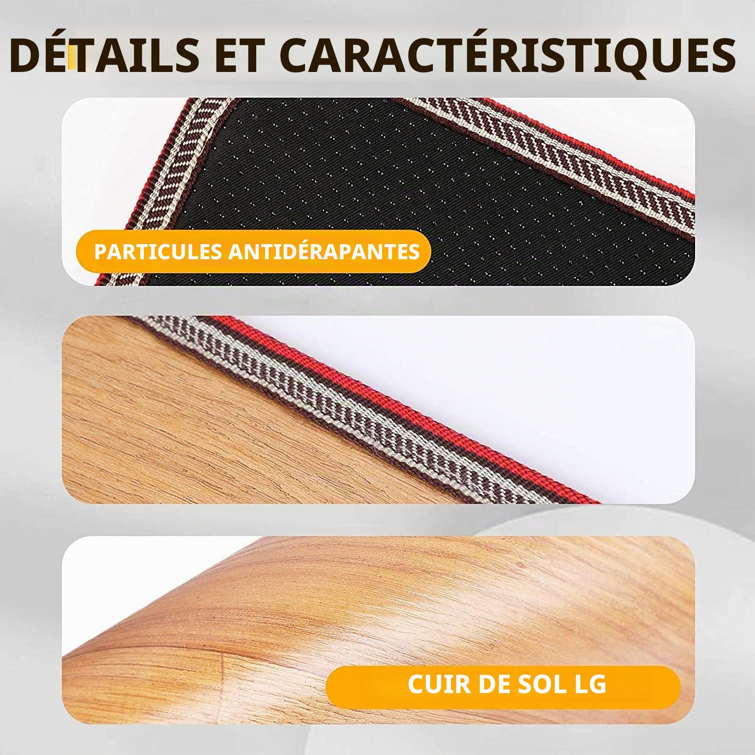 Livtribe AC 230 V - Tapis de sol chauffant en cristal de carbone - Chauffe-pieds chauffants électriques pour bureau, maison (marron)