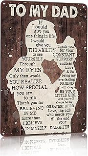 Father's Day Dad Gifts from Daughter To My Dad Always Be My Hero Funny Tin Sign Perfect for Men Room Man Cave Office Garage Workshop Home Decor 8 x 12 Inch(3333)