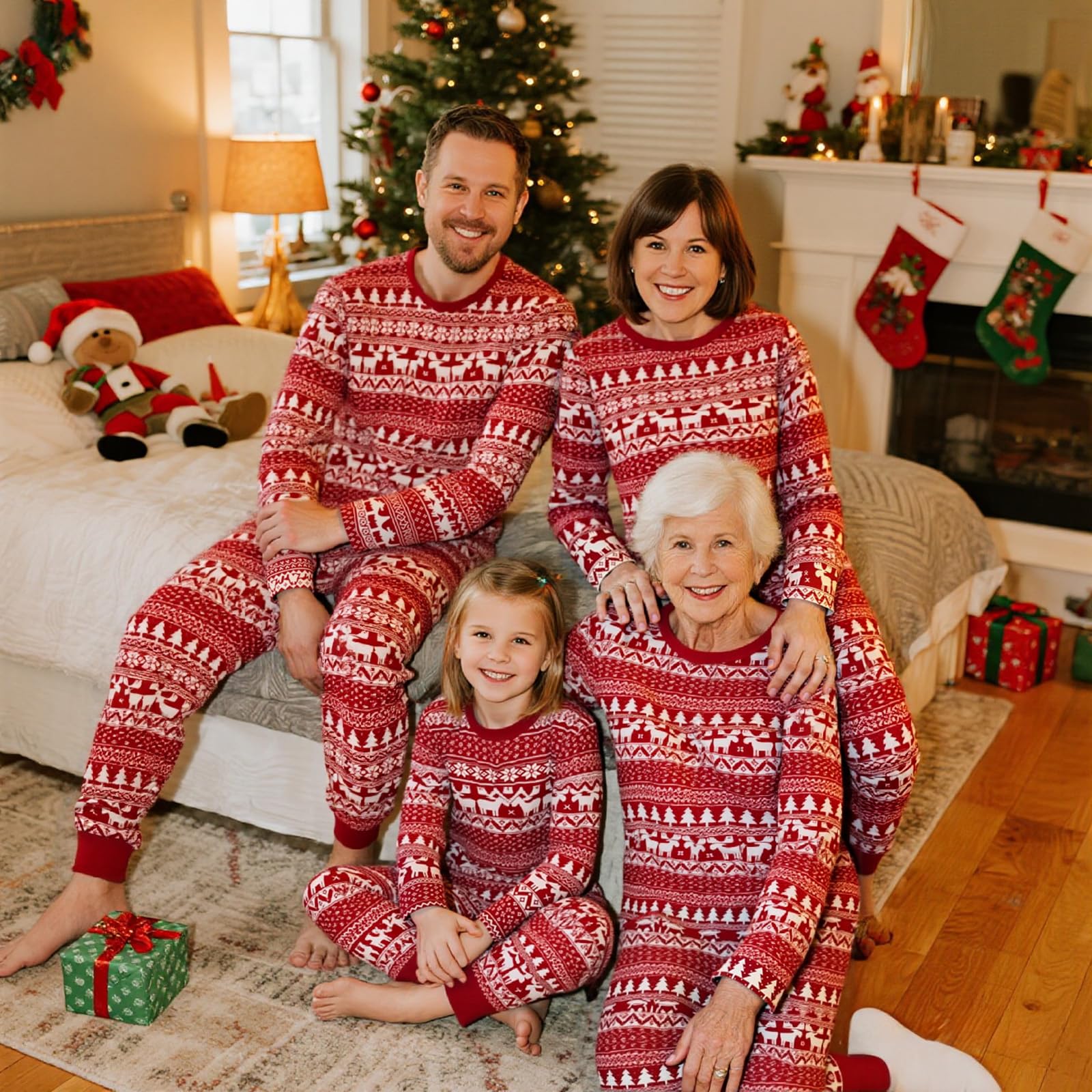 Neufigr Pijama Navidad Familia,Pijamas Navideños Familiares,Pijamas De Navidad para La Familia Hombre/L (l)/PJs- 02