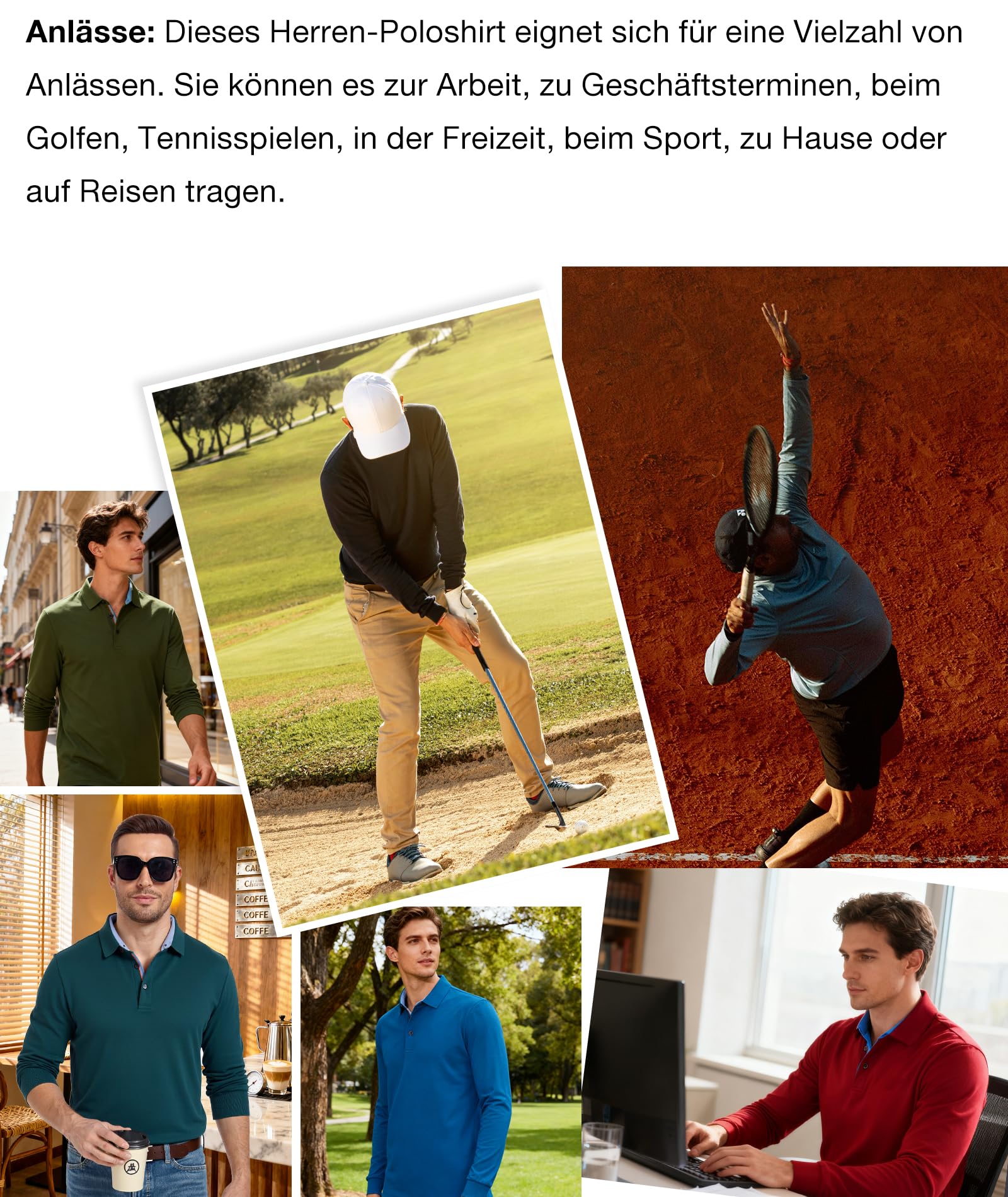 SwissWell Polo a Manica Lunga da Uomo in Tessuto ad Asciugatura Rapida, Magliette Funzionali a Maniche Lunghe Traspiranti per Uomini, Polo da Golf Casual