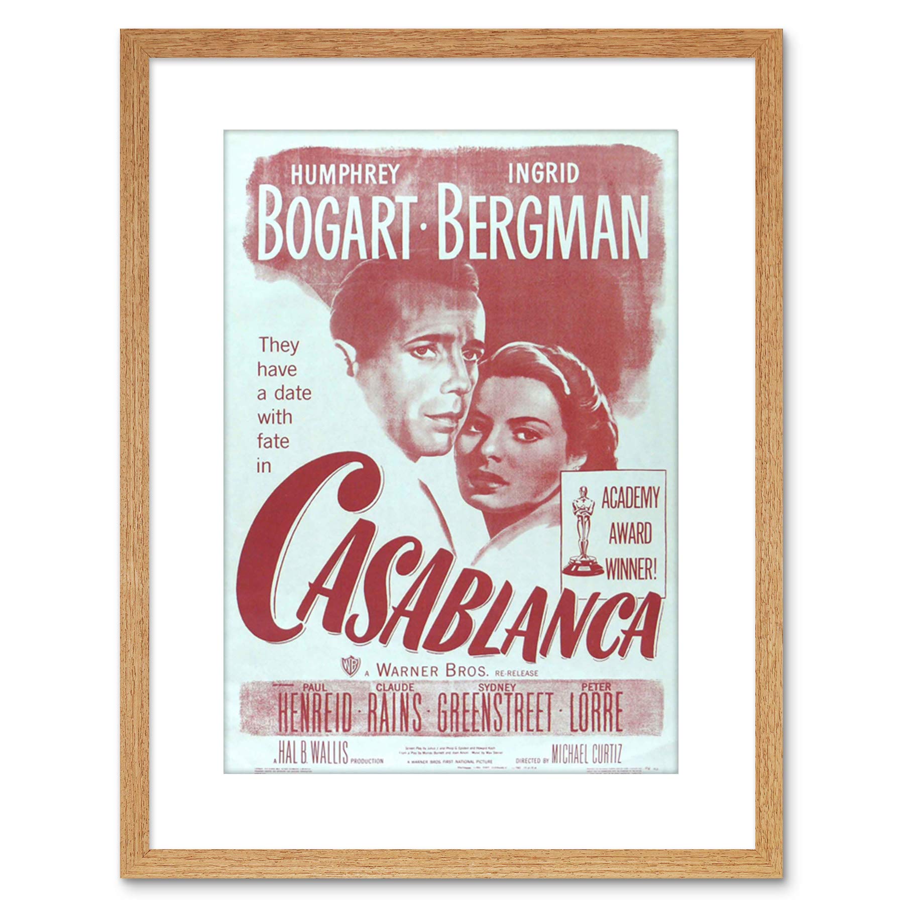 Wee Blue Coo Movie Film Casablanca Bogart Bergman Classic Cult Framed Wall Art Print