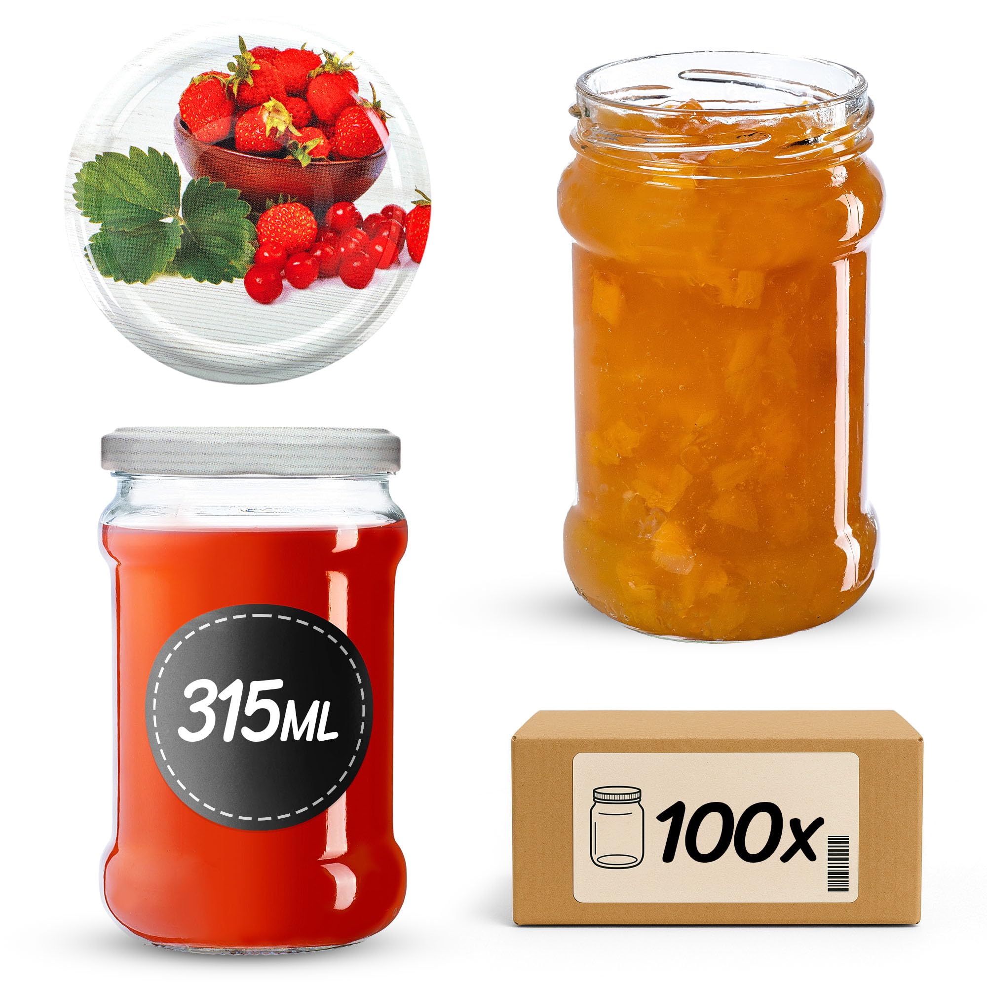 KADAX 48 Barattoli Per Conserve 540 Ml Con Coperchio Twist-Off 82 Mm - Vetro Spesso, Ermetici, Per Marmellate E Sottaceti - 2