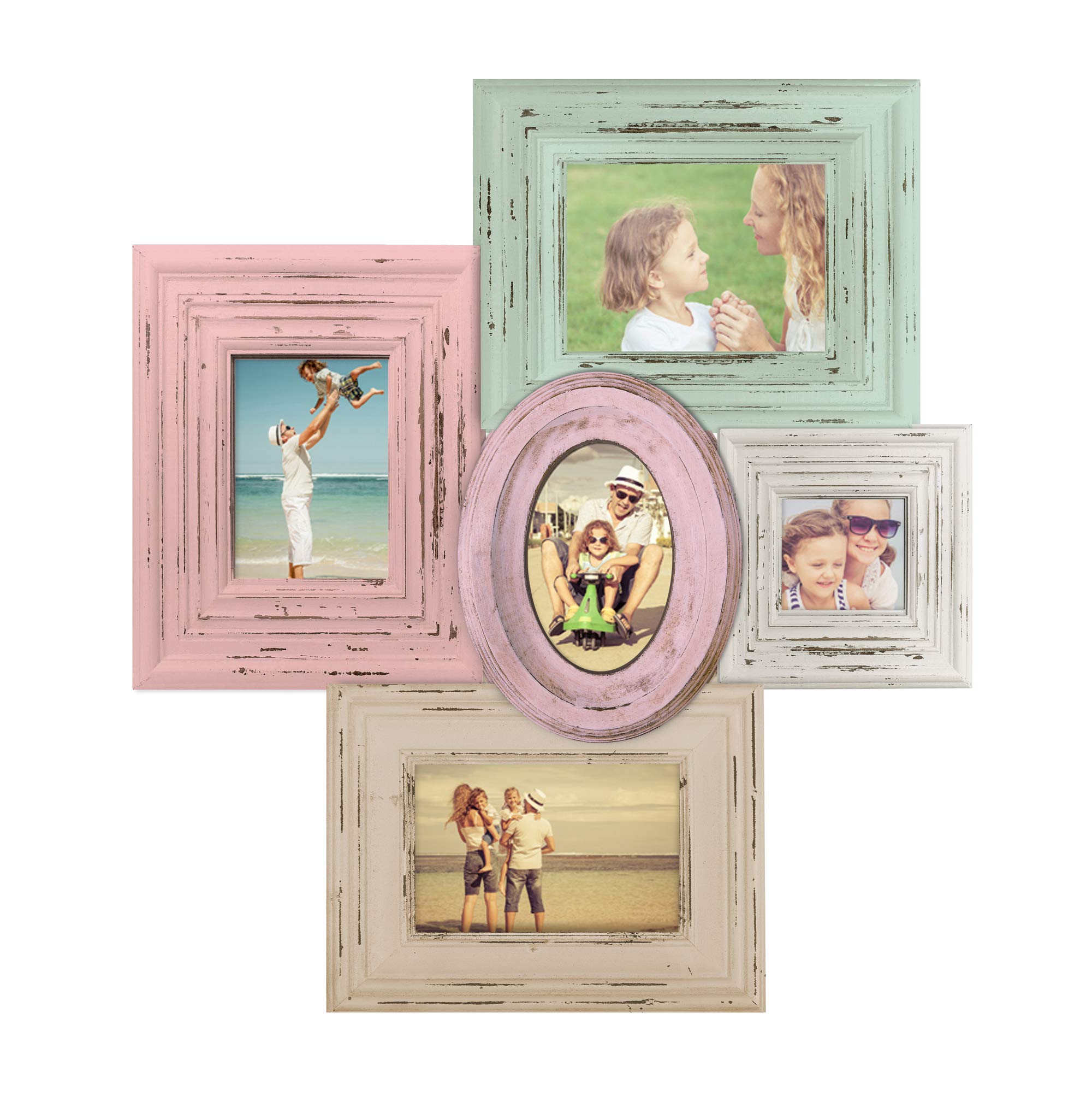 Magnetic Collage Picture Frame Pink & Green Picture Vintage Style Picture Frame, Family Picture