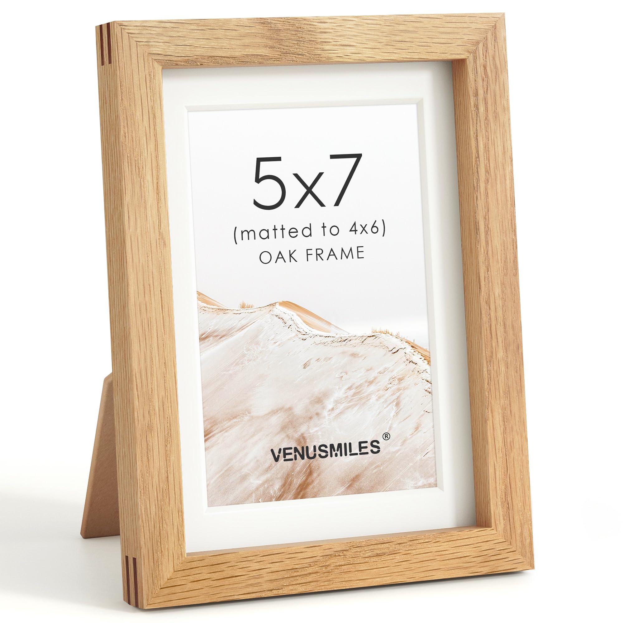 5x7 Picture Frame, USA-Sourced Natural Oak Wood Photo Collage Frame with HD Tempered Glass, Modern Simple 5 x 7 Wooden Frame Matted to 4x6, Gallery Wall Frames for Art, Wall or Tabletop Display