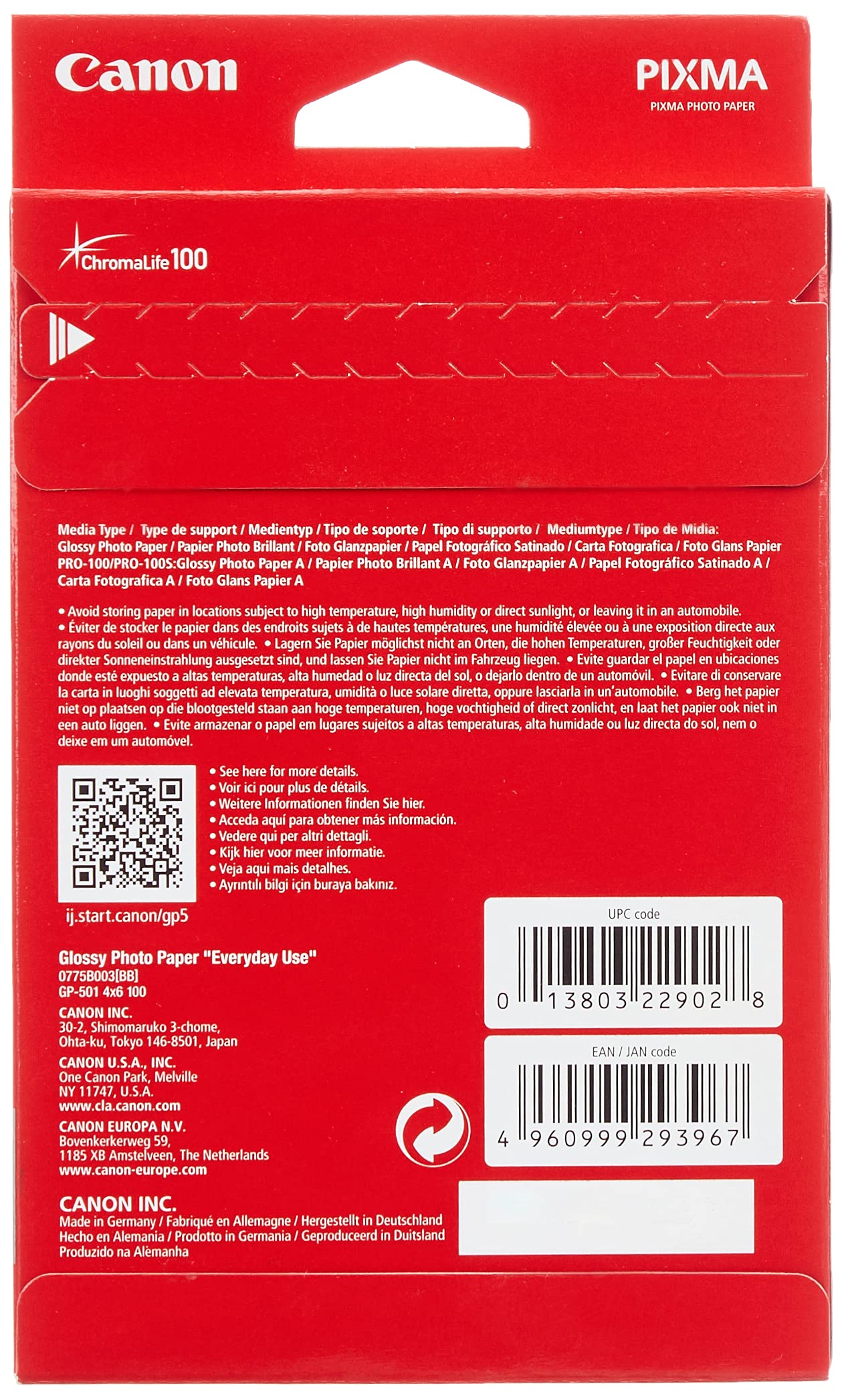 Canon Fotopapier SG-201 Plus Seidenglanz - DIN A3 20 Blatt – PIXMA Drucker (260 g/qm) & Fotopapier GP-501 glänzend weiß - 10x15cm 100 Blatt für Tintenstrahldrucker - PIXMA Drucker (200 g/qm)