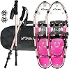 1417212530 Inches Lightweight Snowshoes with Toe Box and Heel Lift, 3-in-1 Aluminum All-Terrain Snow shoes Kit with Adjustable Trekking Poles and Heavy-Duty Carrying Tote Bag for Women Men and Kid