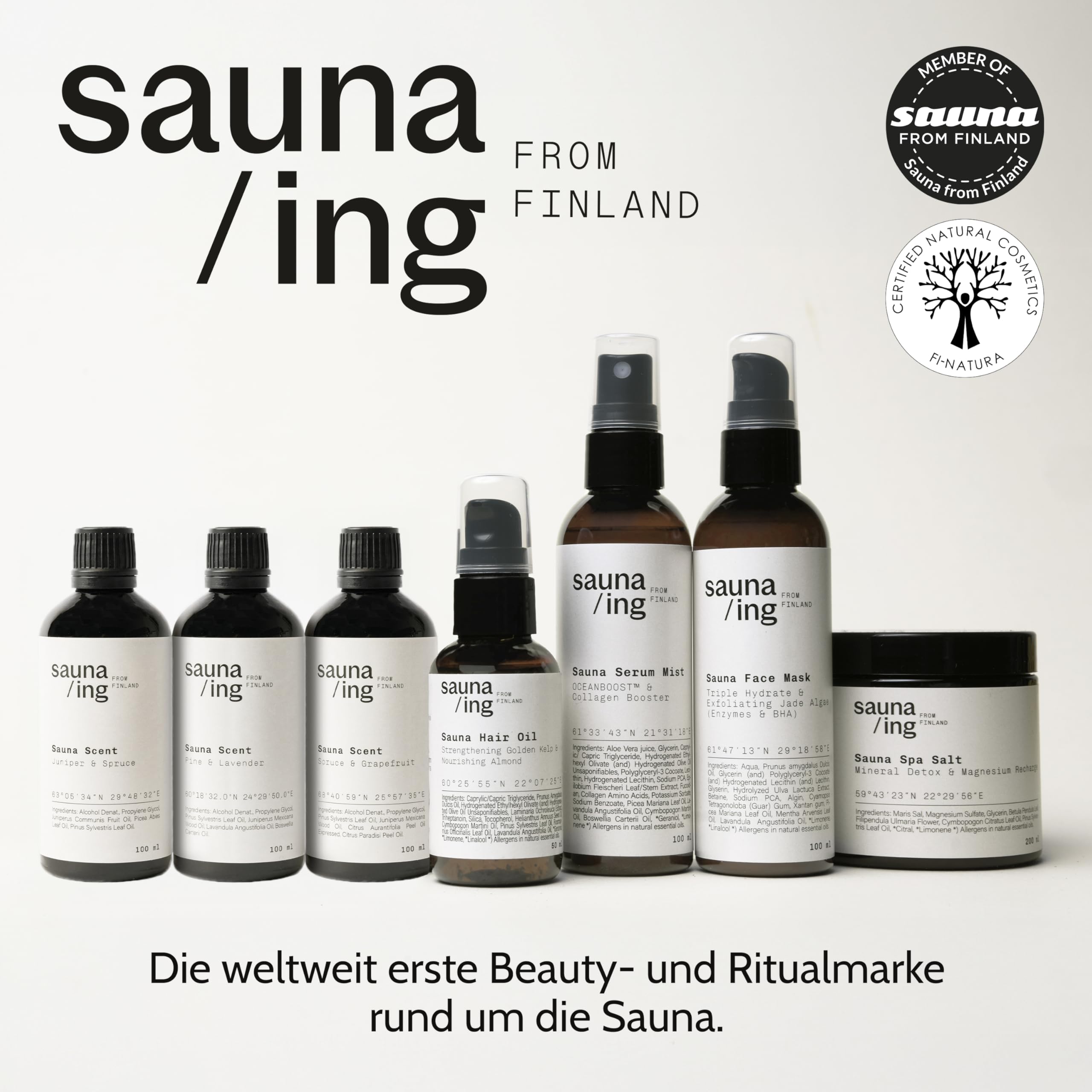 Sauna Salz Birke & Zitronengras 200 g – Magnesium Bade- & Fußsalz für Sauna & Zuhause – Finnisches Sauna-Ritual – Hergestellt in Finnland