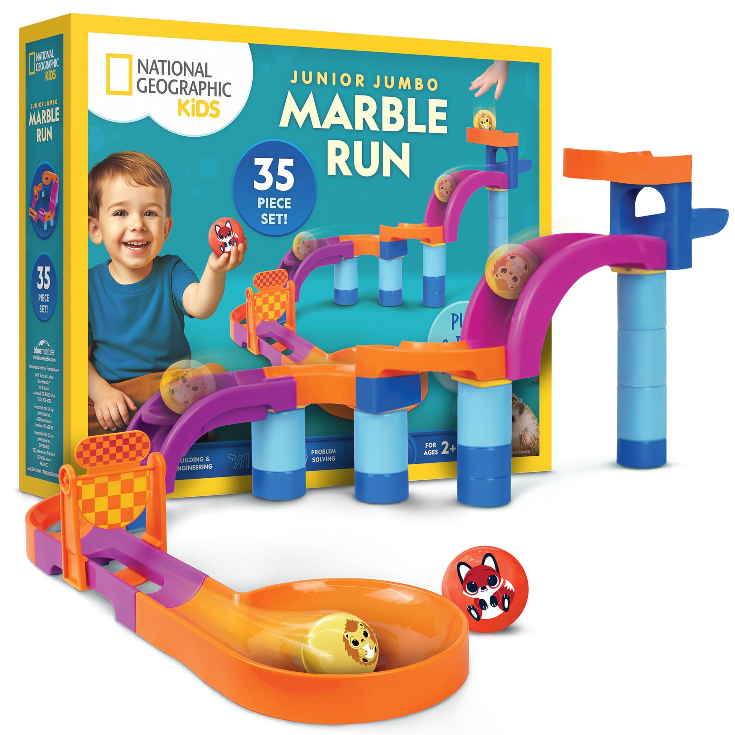National Geographic Kids Junior Jumbo Marble Run – 35-Piece Ball Drop Toy with Kid-Safe Balls, Buildable Marble Run Maze for Toddlers & Preschoolers Ages 2+-image-18